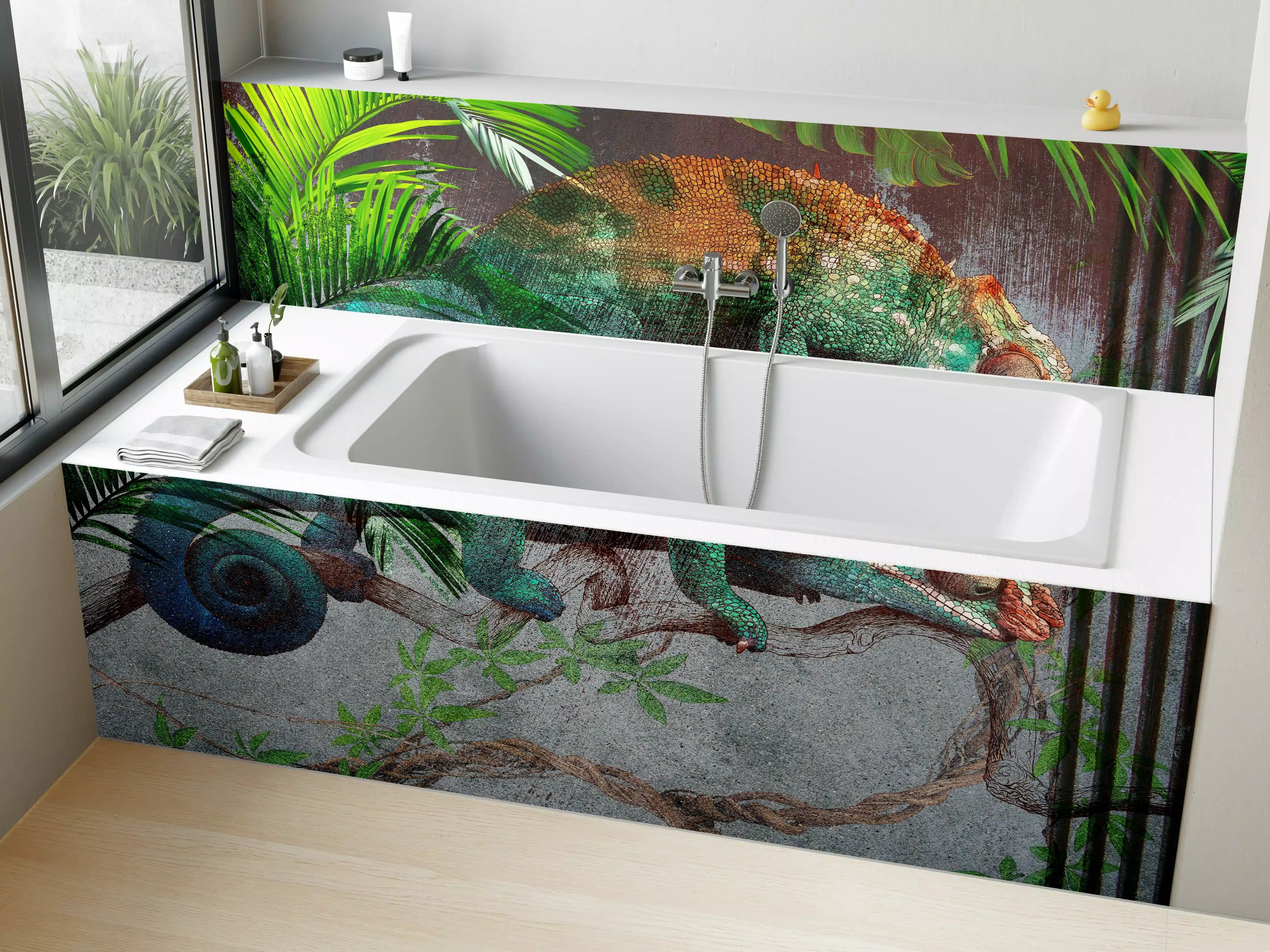 Badewannen-Rückwand - Wunderschöner Chamäleon