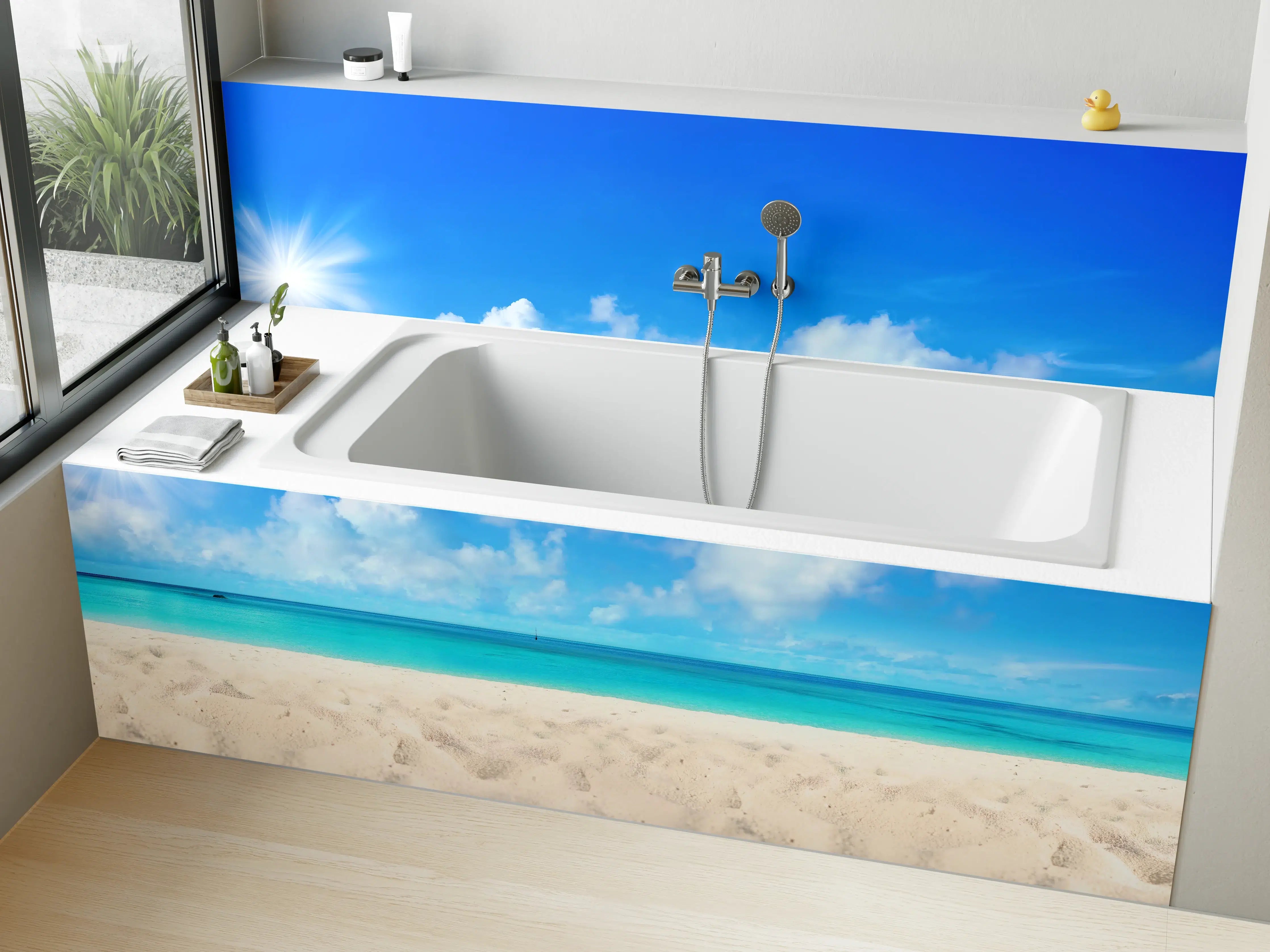 Badewannen-Rückwand - Wunderschöner Strand mit hellem Sand