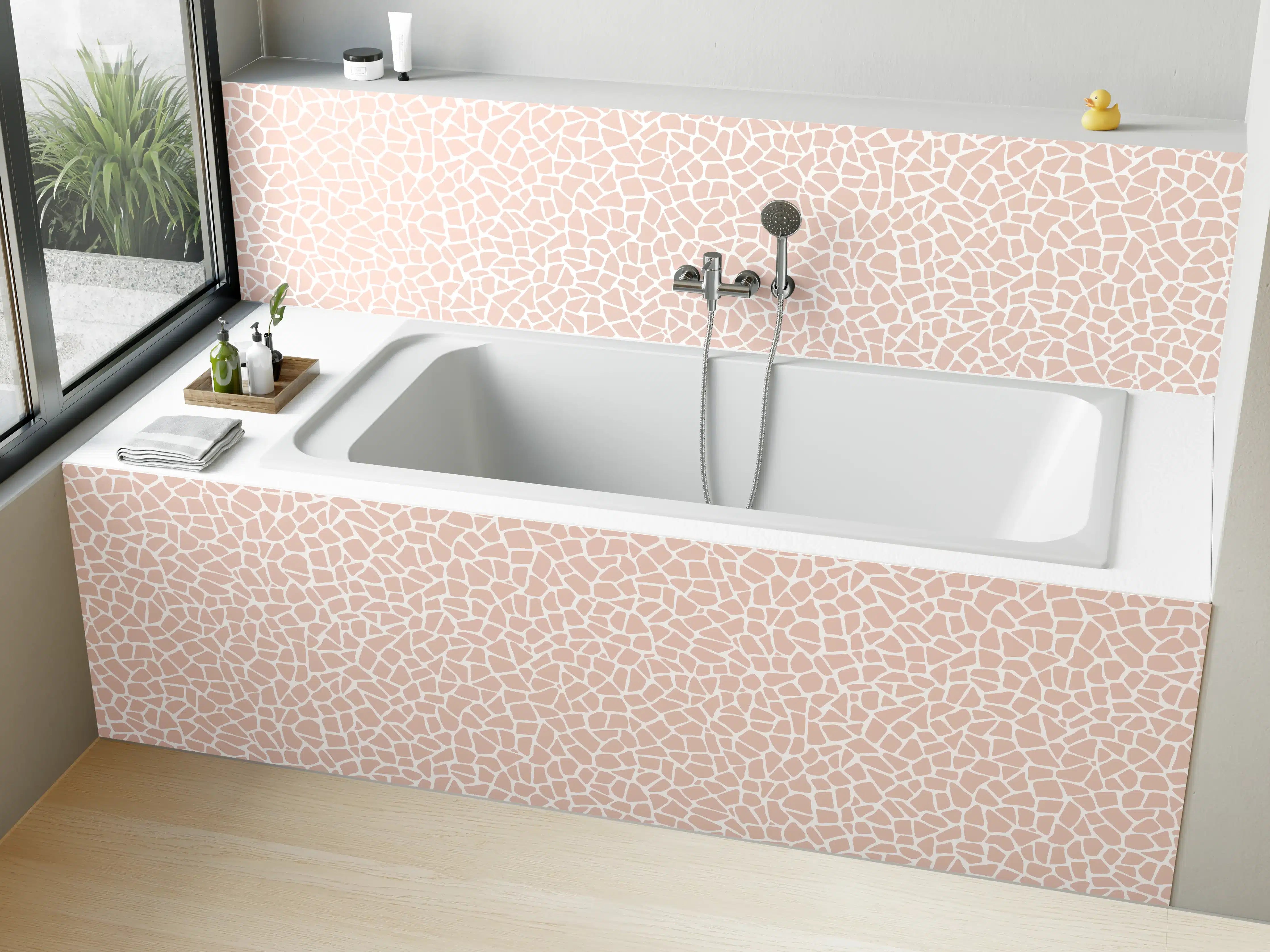 Badewannen-Rückwand - Zarte Rosé-Marmorstruktur