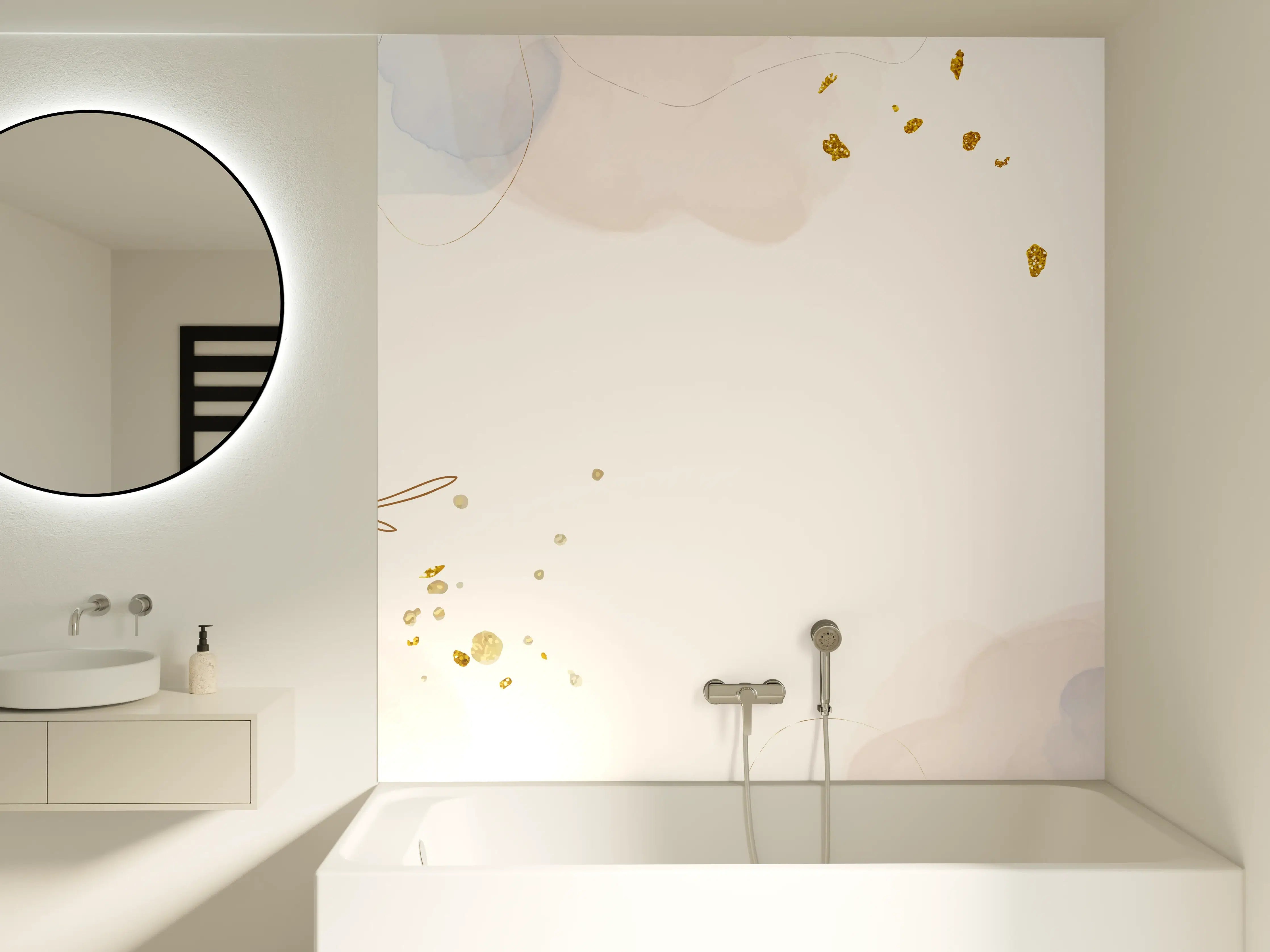 Badewannen-Rückwand - Zartes Blumen Aquarell Design