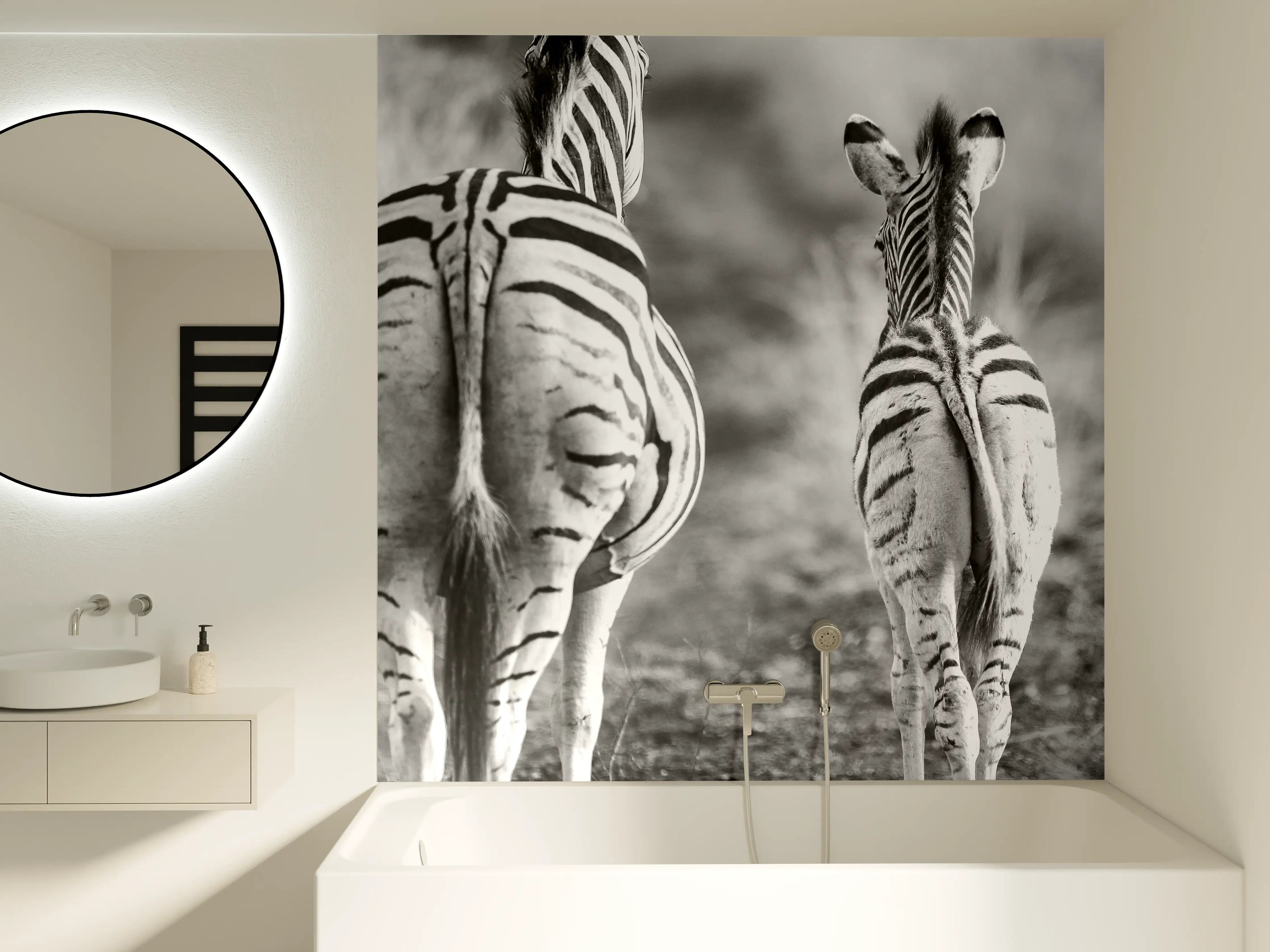 Badewannen-Rückwand - Zebra - schwarz-weiß