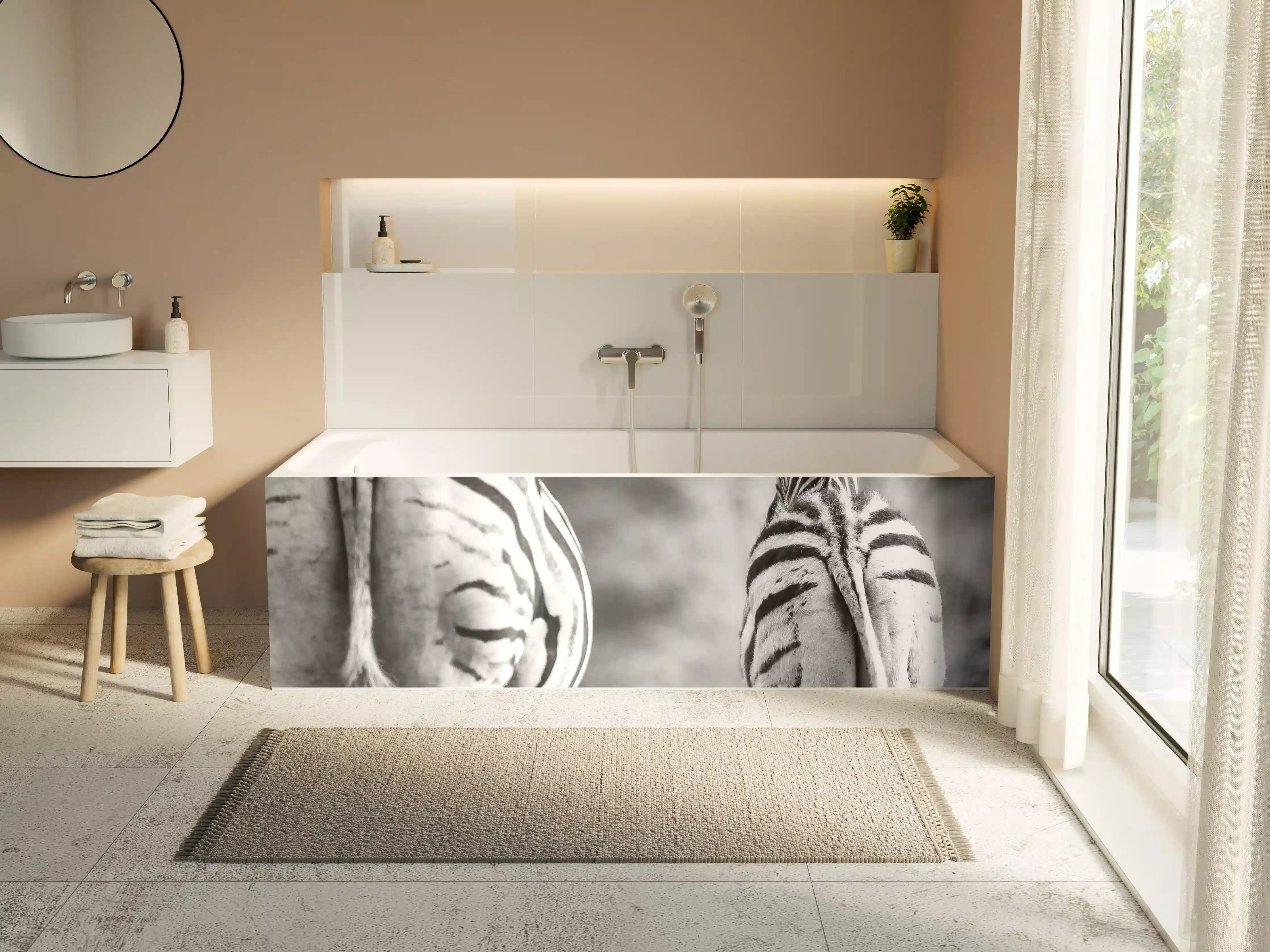 Badewannen-Rückwand - Zebra - schwarz-weiß