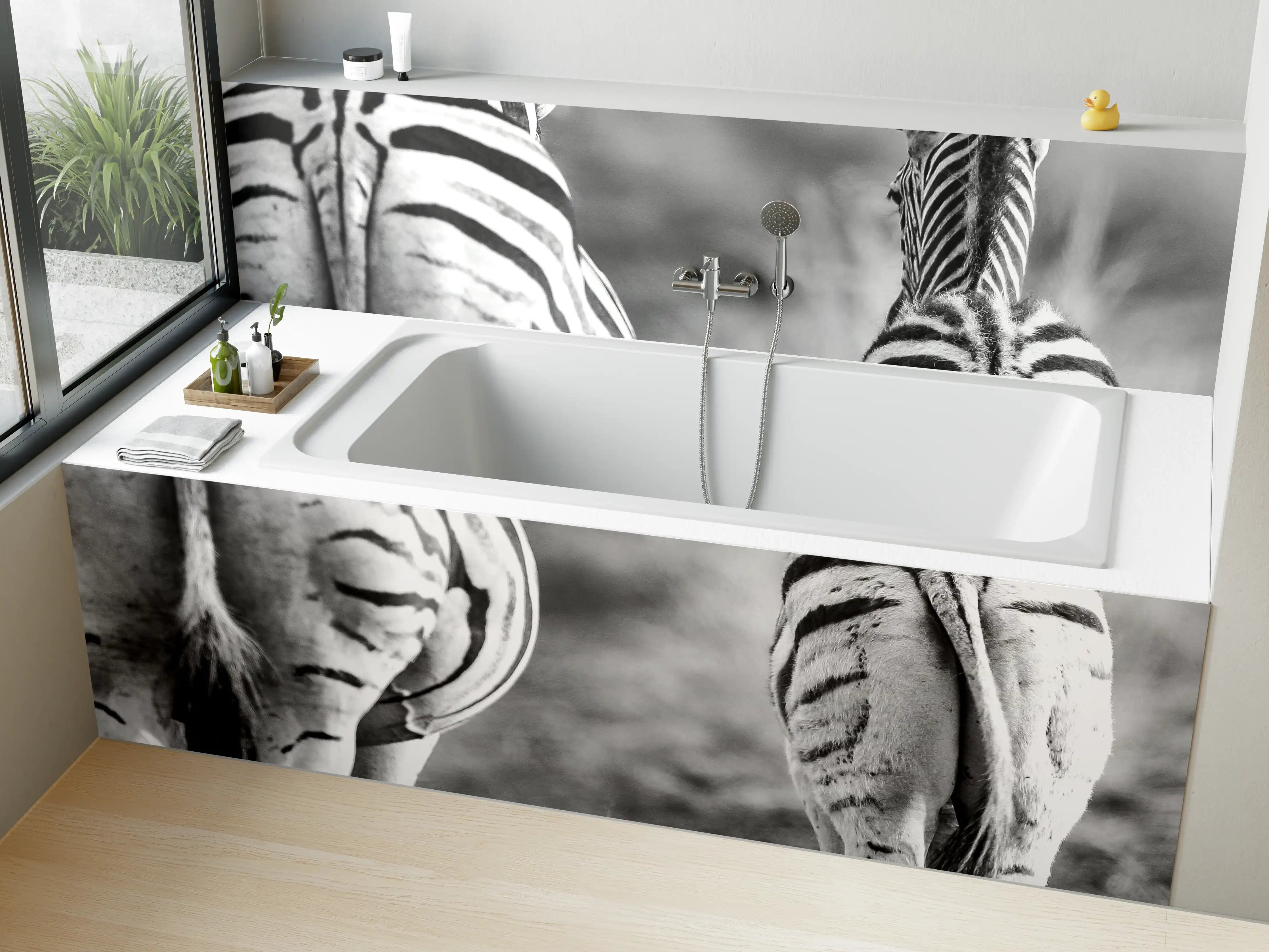 Badewannen-Rückwand - Zebra - schwarz-weiß