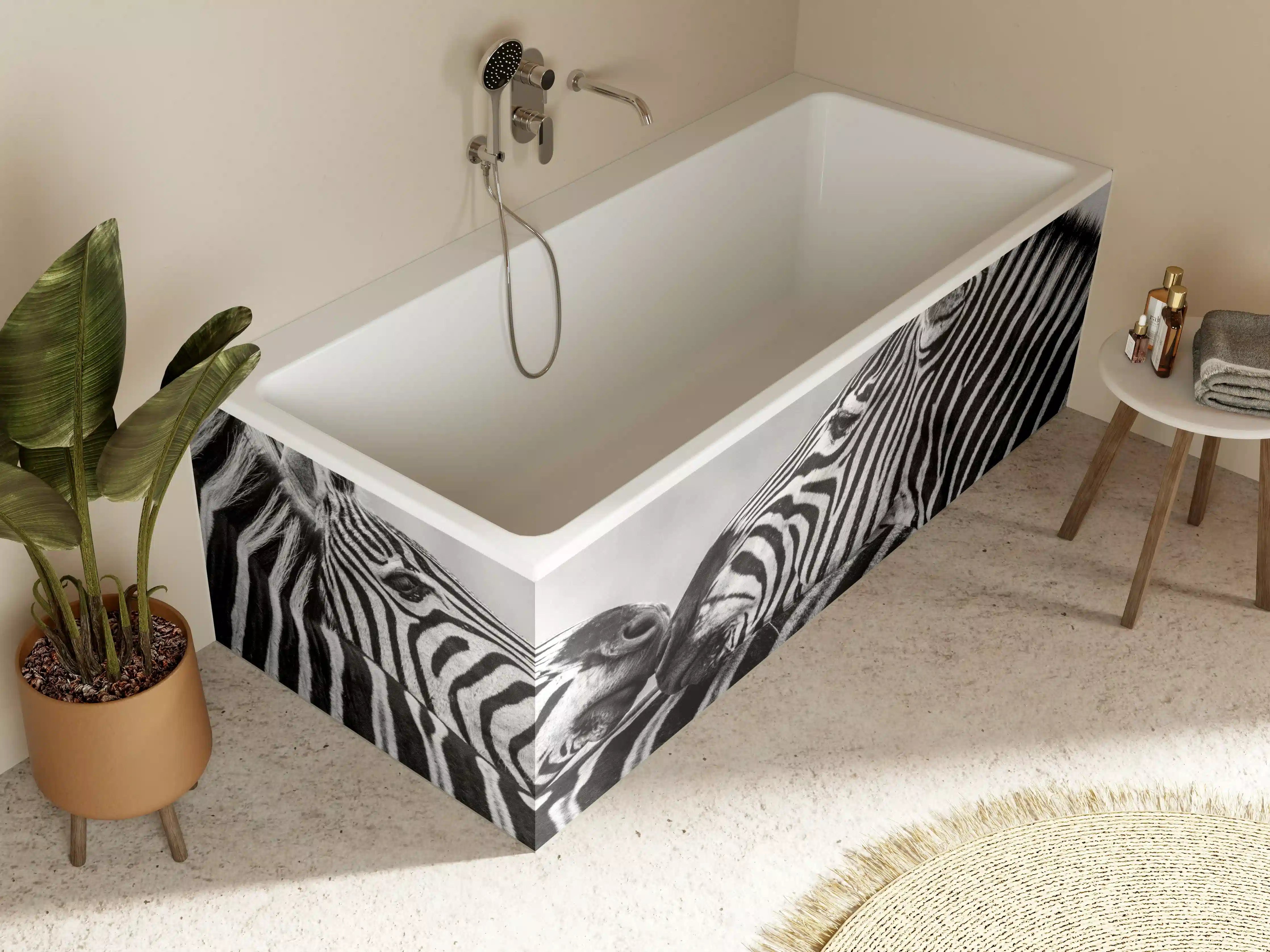 Badewannen-Rückwand - Zebras - Schwarz-weiß