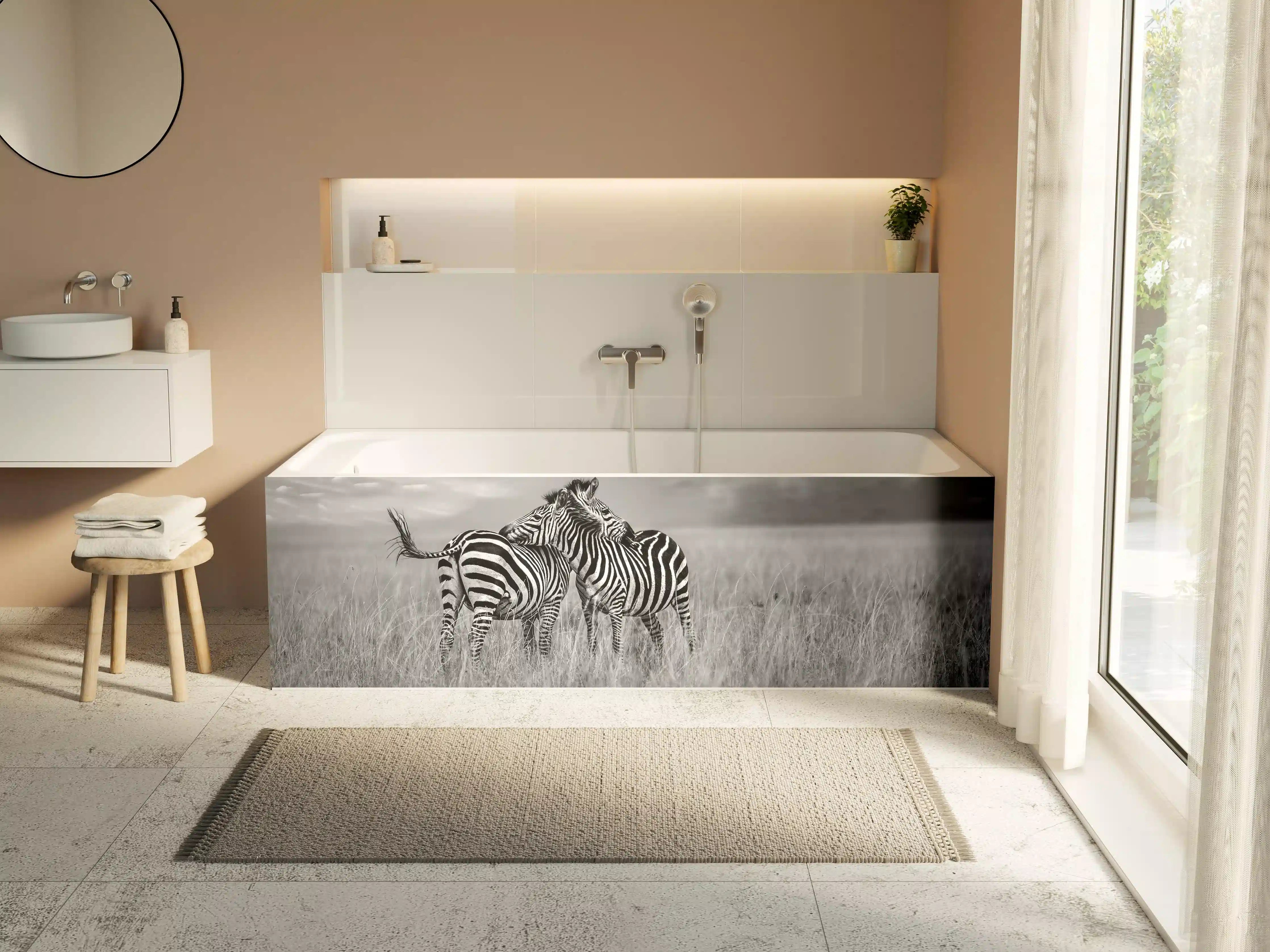 Badewannen-Rückwand - Zebras in ihrer Natur - Savanne