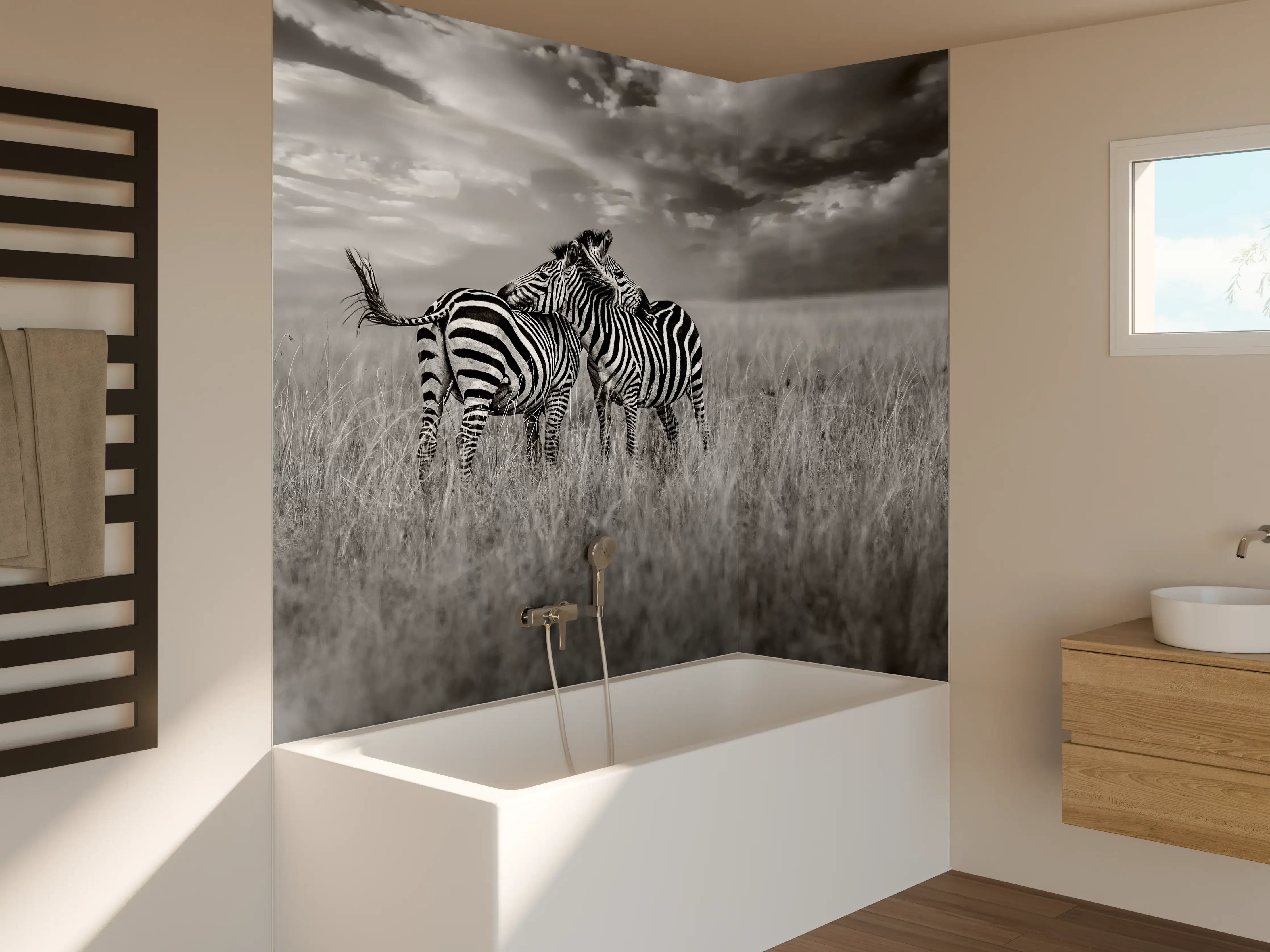 Badewannen-Rückwand - Zebras in ihrer Natur - Savanne