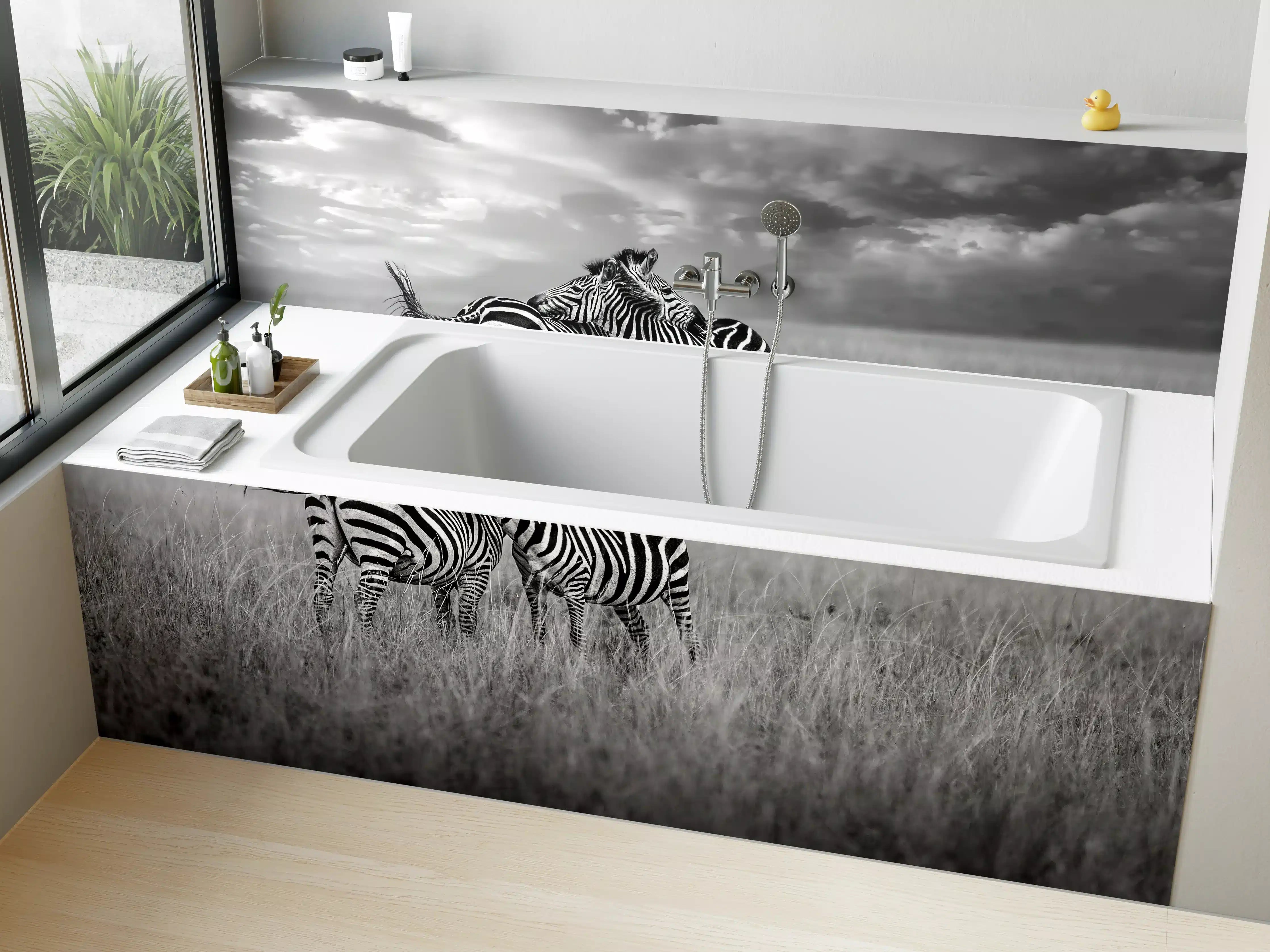 Badewannen-Rückwand - Zebras in ihrer Natur - Savanne