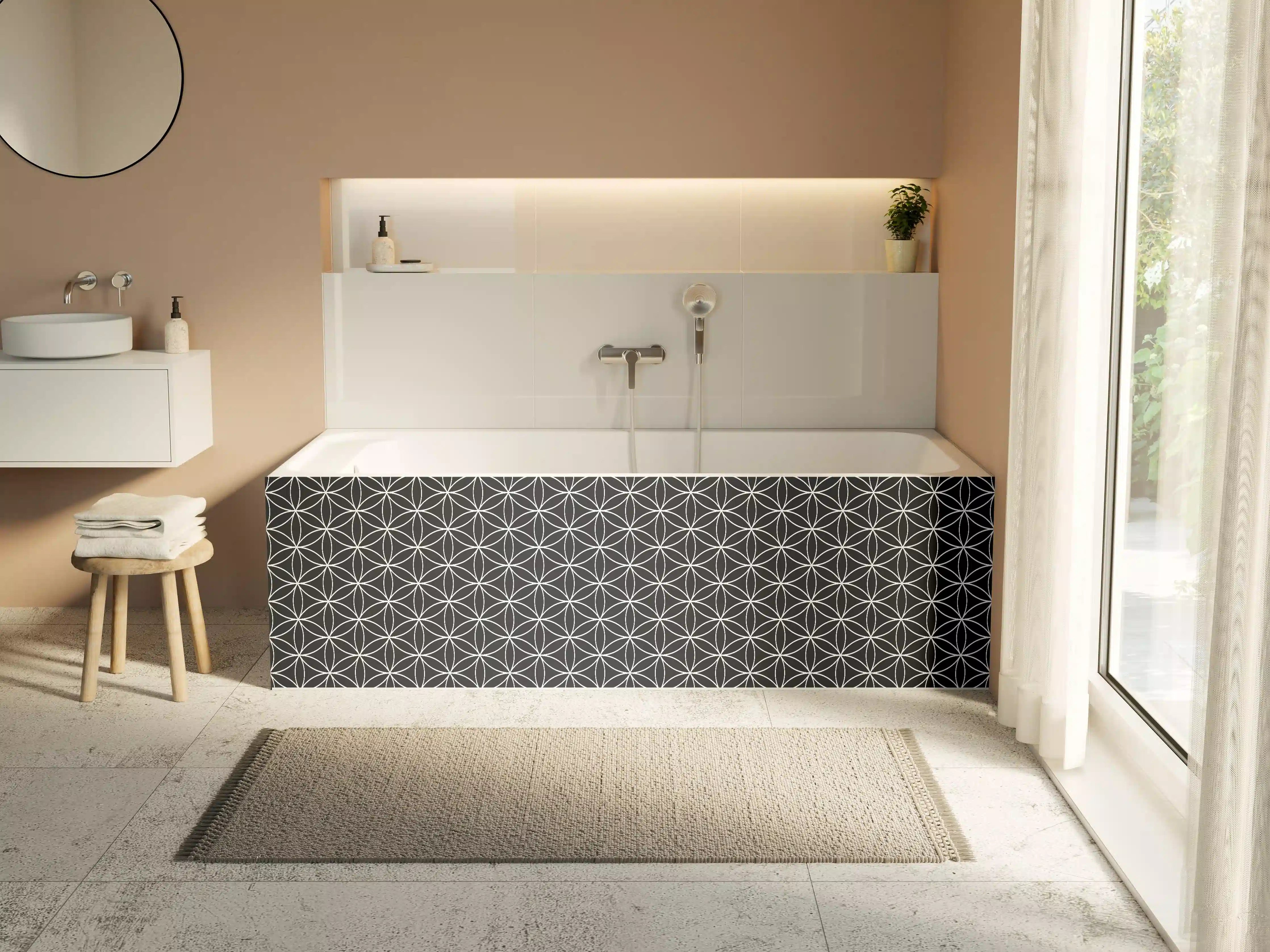 Badewannen-Rückwand - Zeitlose Graumuster-Designs