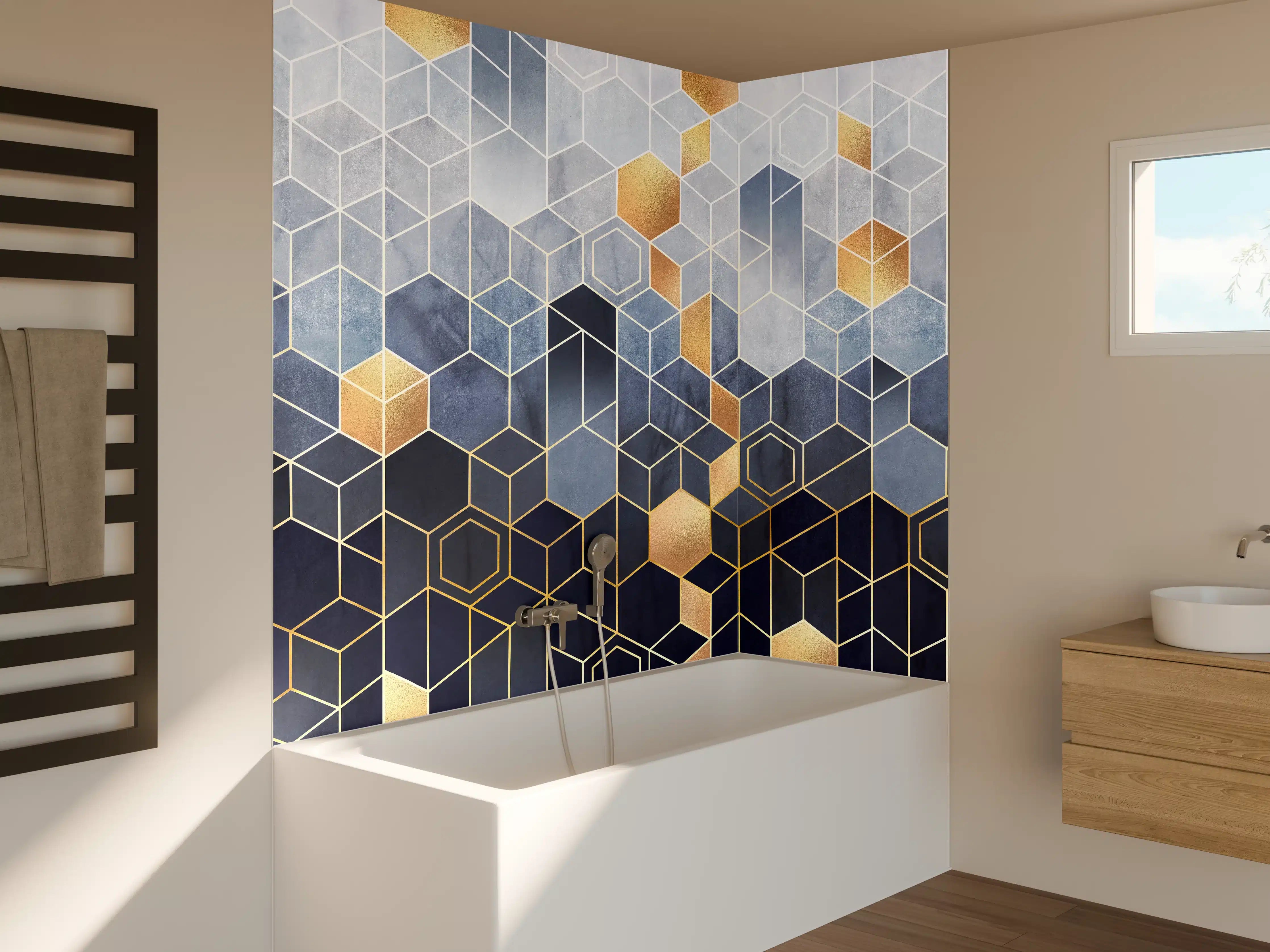 Badewannen-Rückwand - Zeitlose Graumuster-Kunst