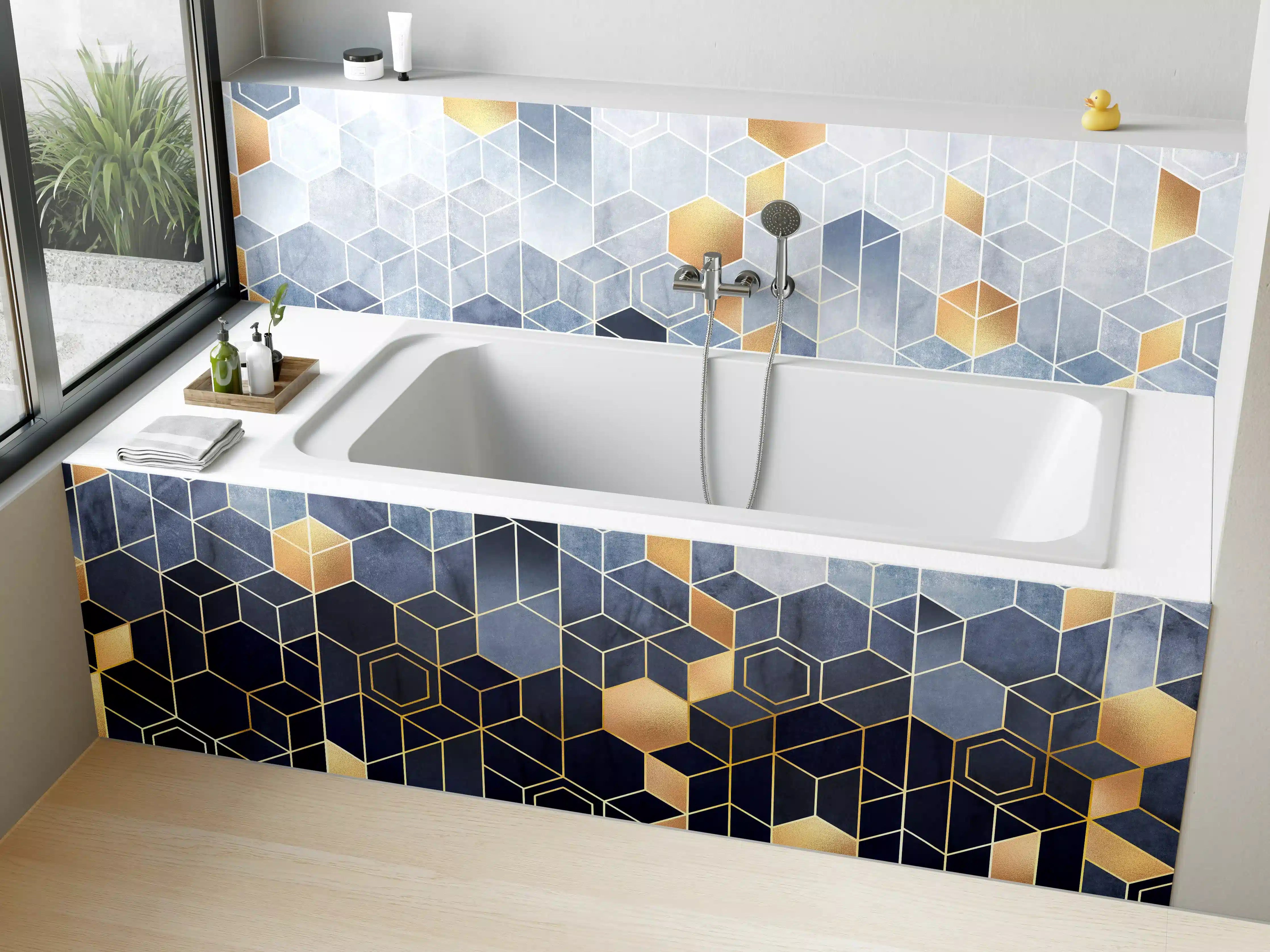 Badewannen-Rückwand - Zeitlose Graumuster-Kunst