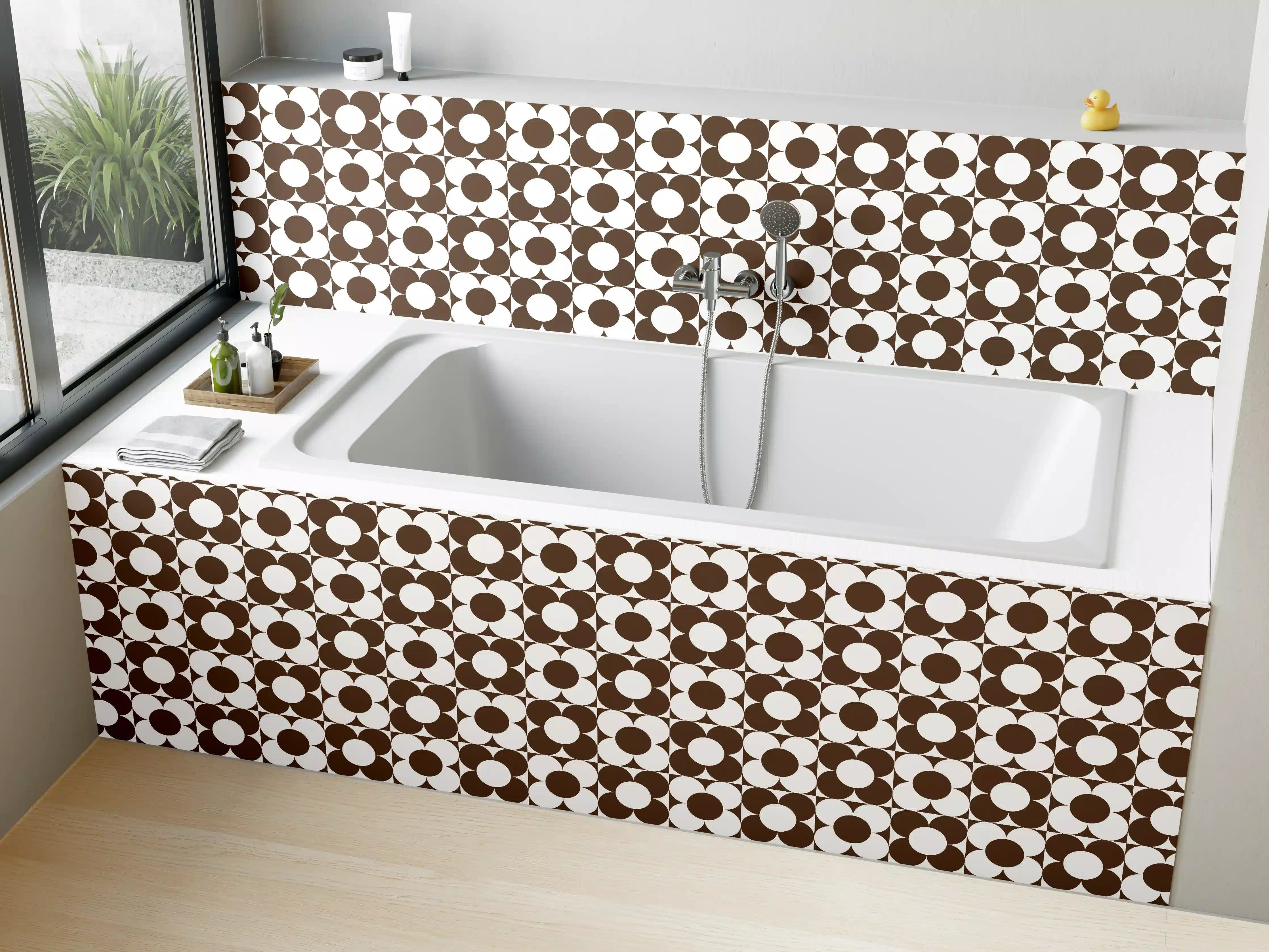 Badewannen-Rückwand - Zeitlose geometrische Muster in Grau und Weiß