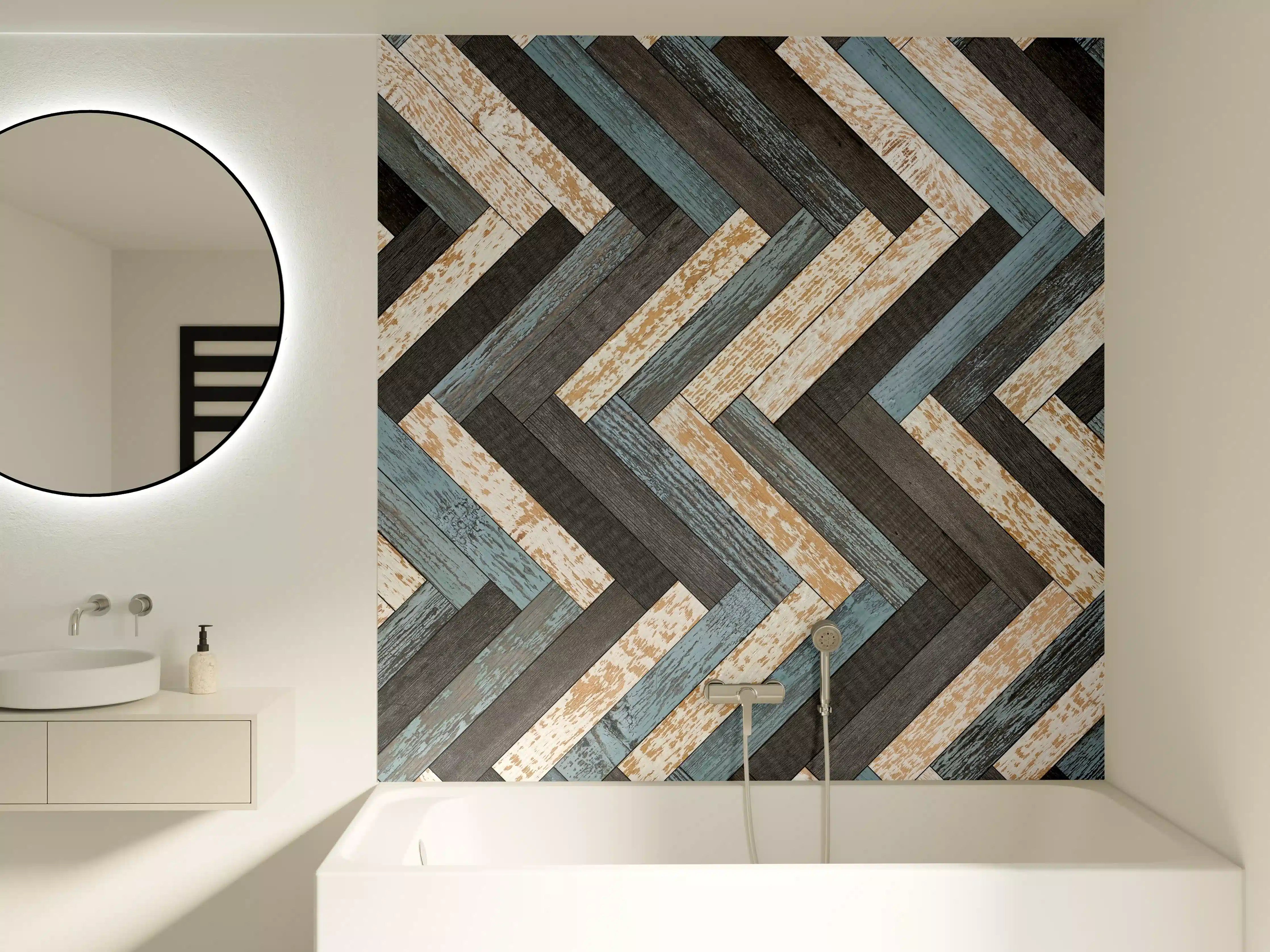 Badewannen-Rückwand - Zickzackförmige Holztextur