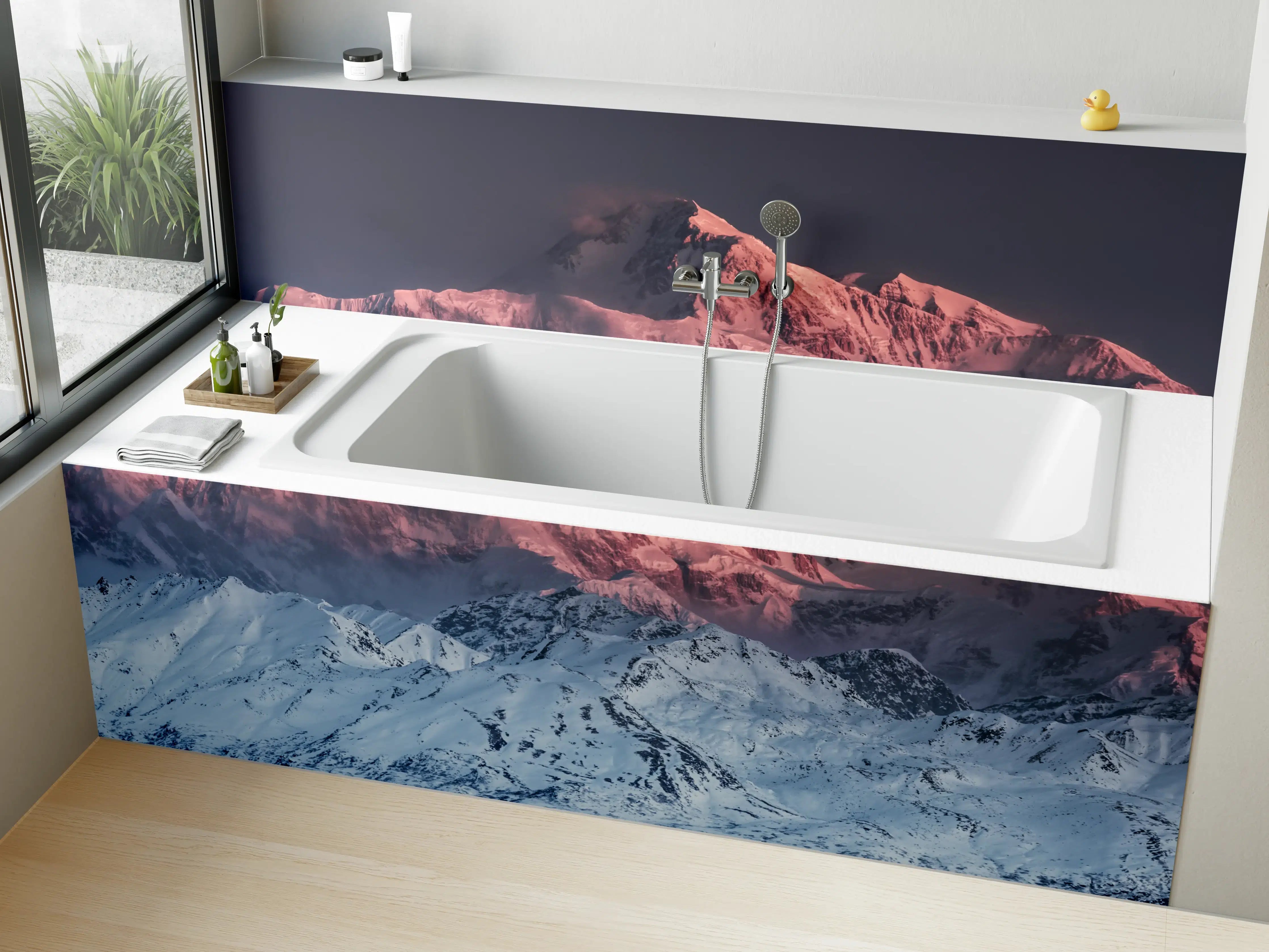 Badewannen-Rückwand - "Edles grau-weißes Marmorstruktur-Design für stilbewusste Wohnräume"