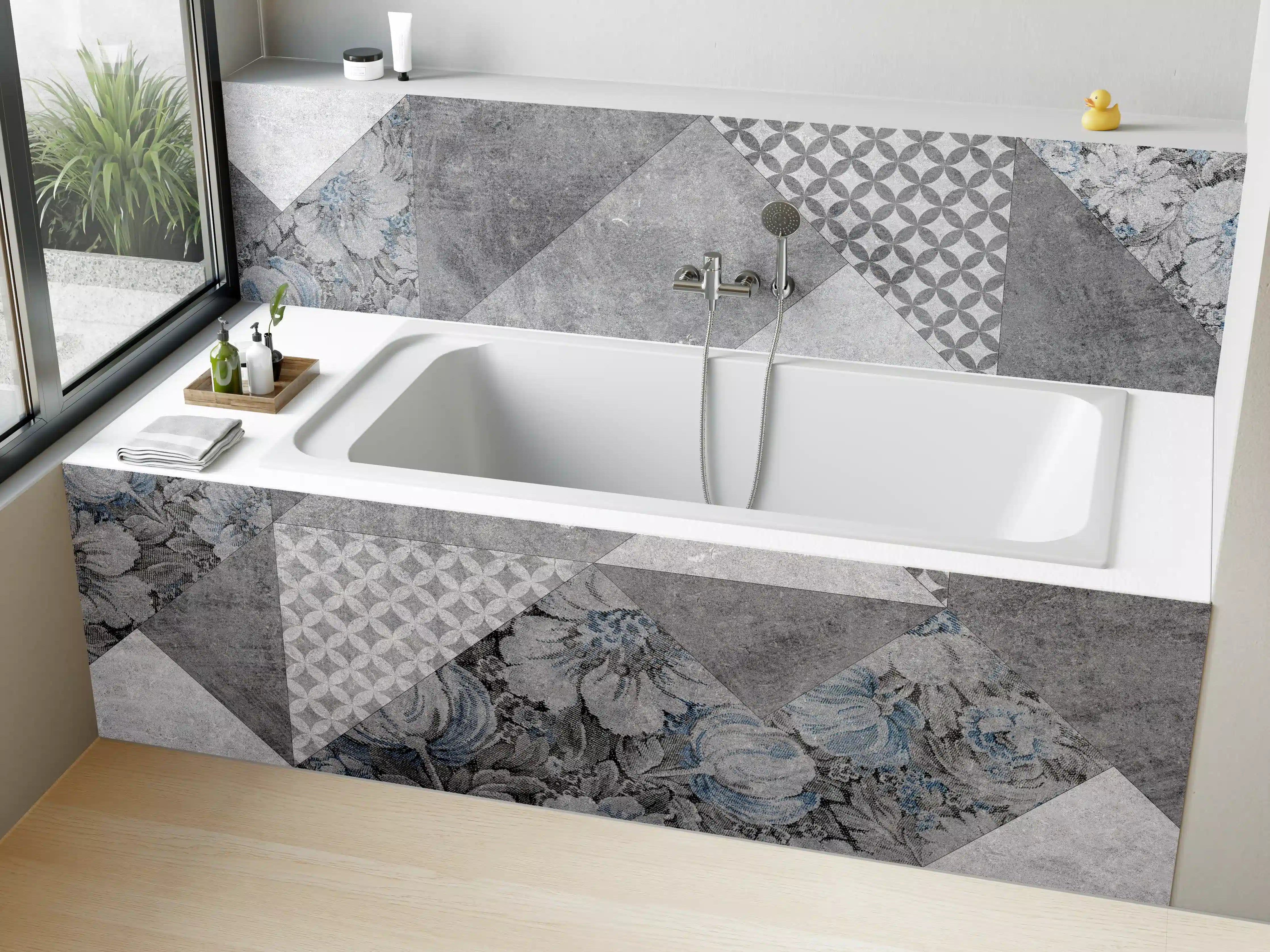 Badewannen-Rückwand - abstrakte Blumen und Marmor Textur