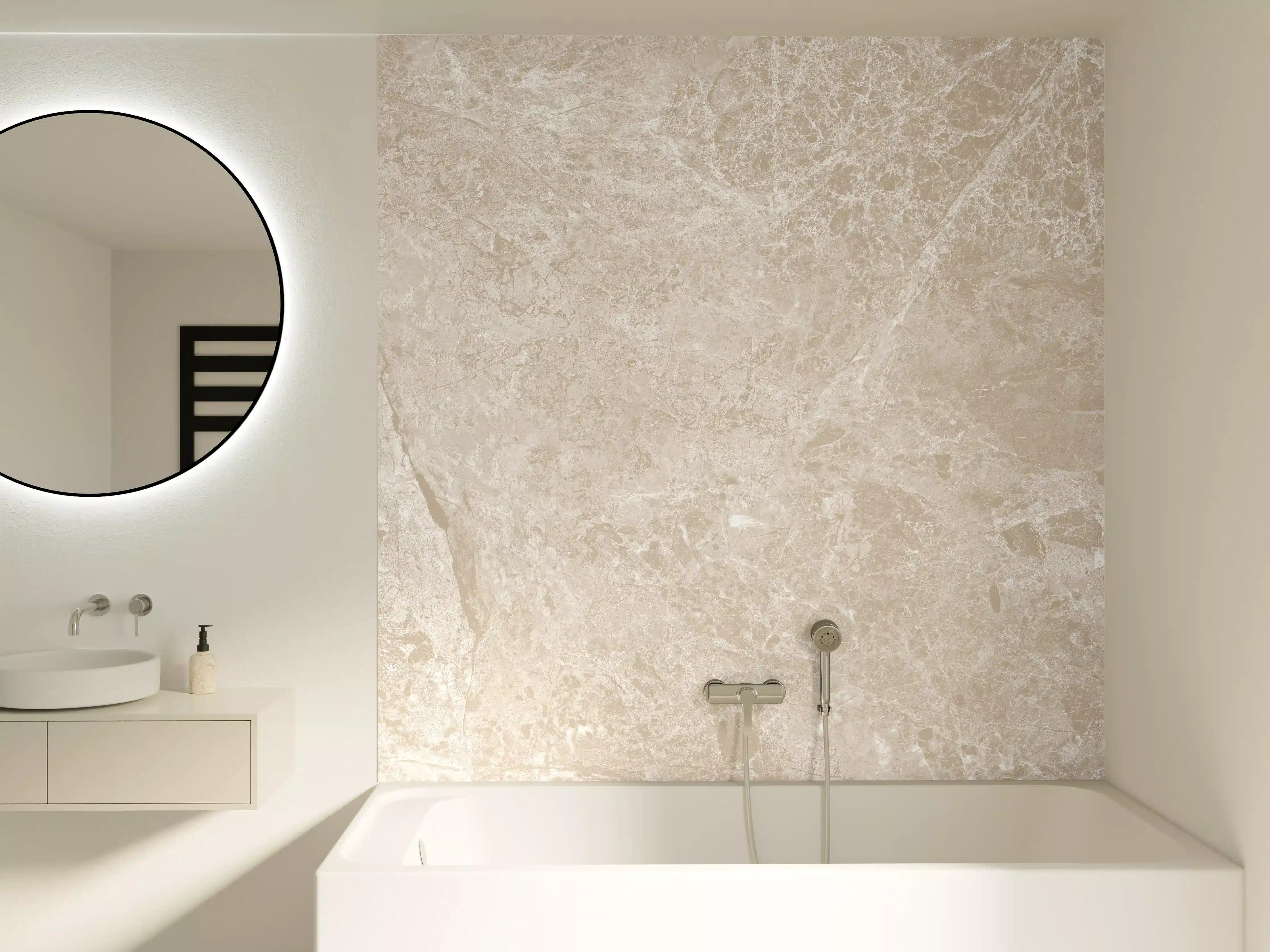 Badewannen-Rückwand - beiger Naturmarmor