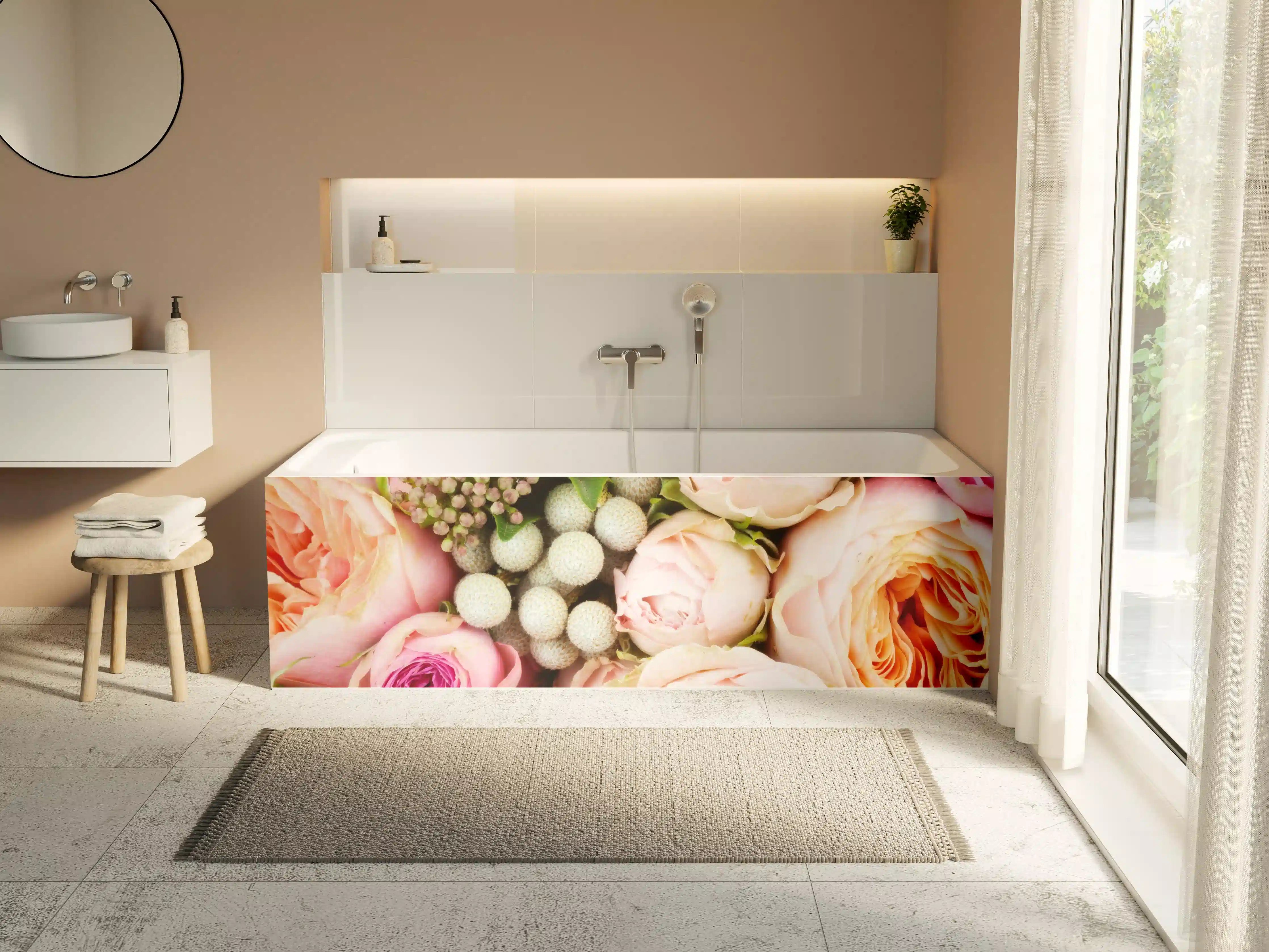 Badewannen-Rückwand - bunter sommerlicher Blumenstrauß