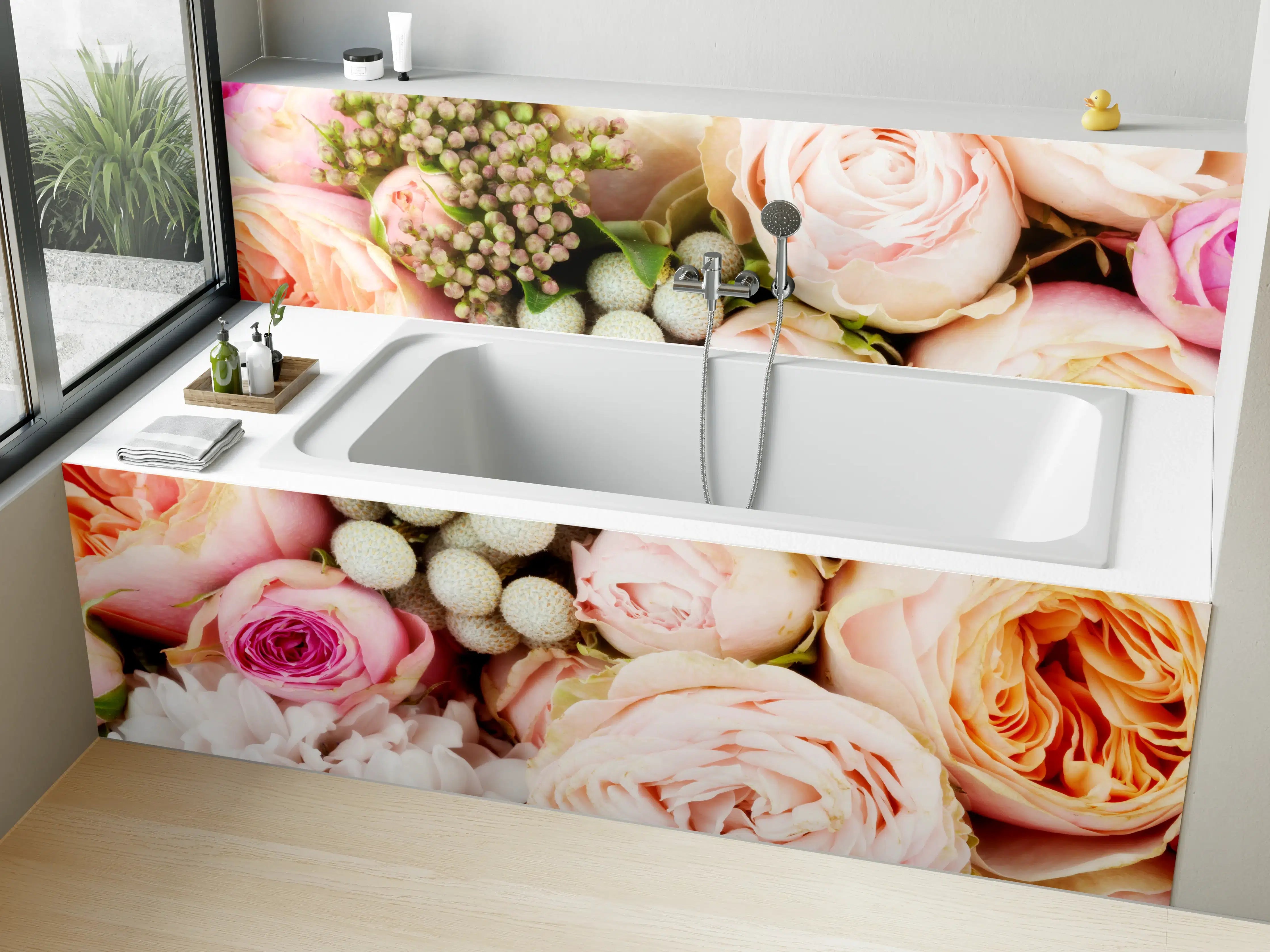 Badewannen-Rückwand - bunter sommerlicher Blumenstrauß