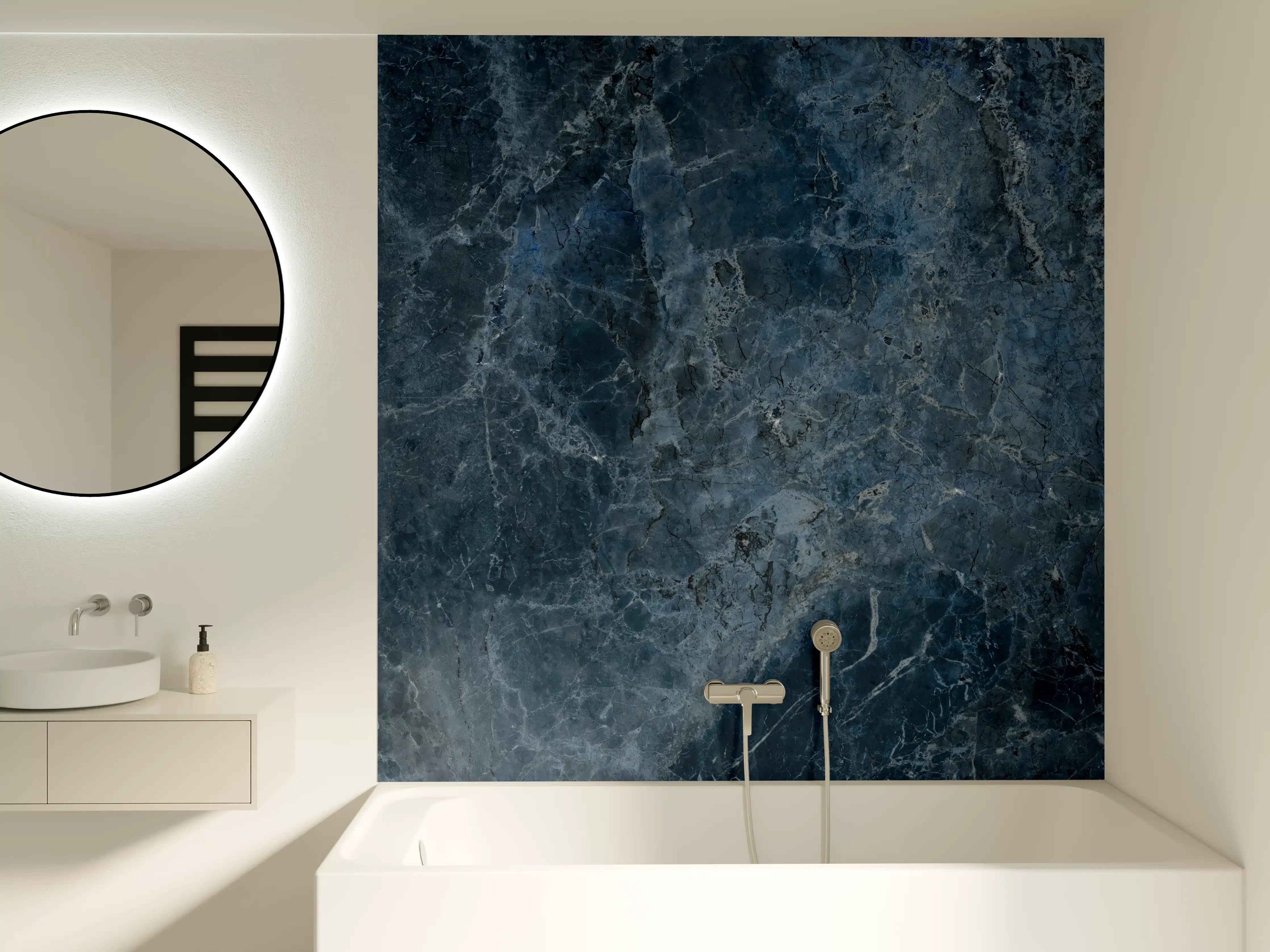 Badewannen-Rückwand - dunkelblaue Marmor Steinstruktur