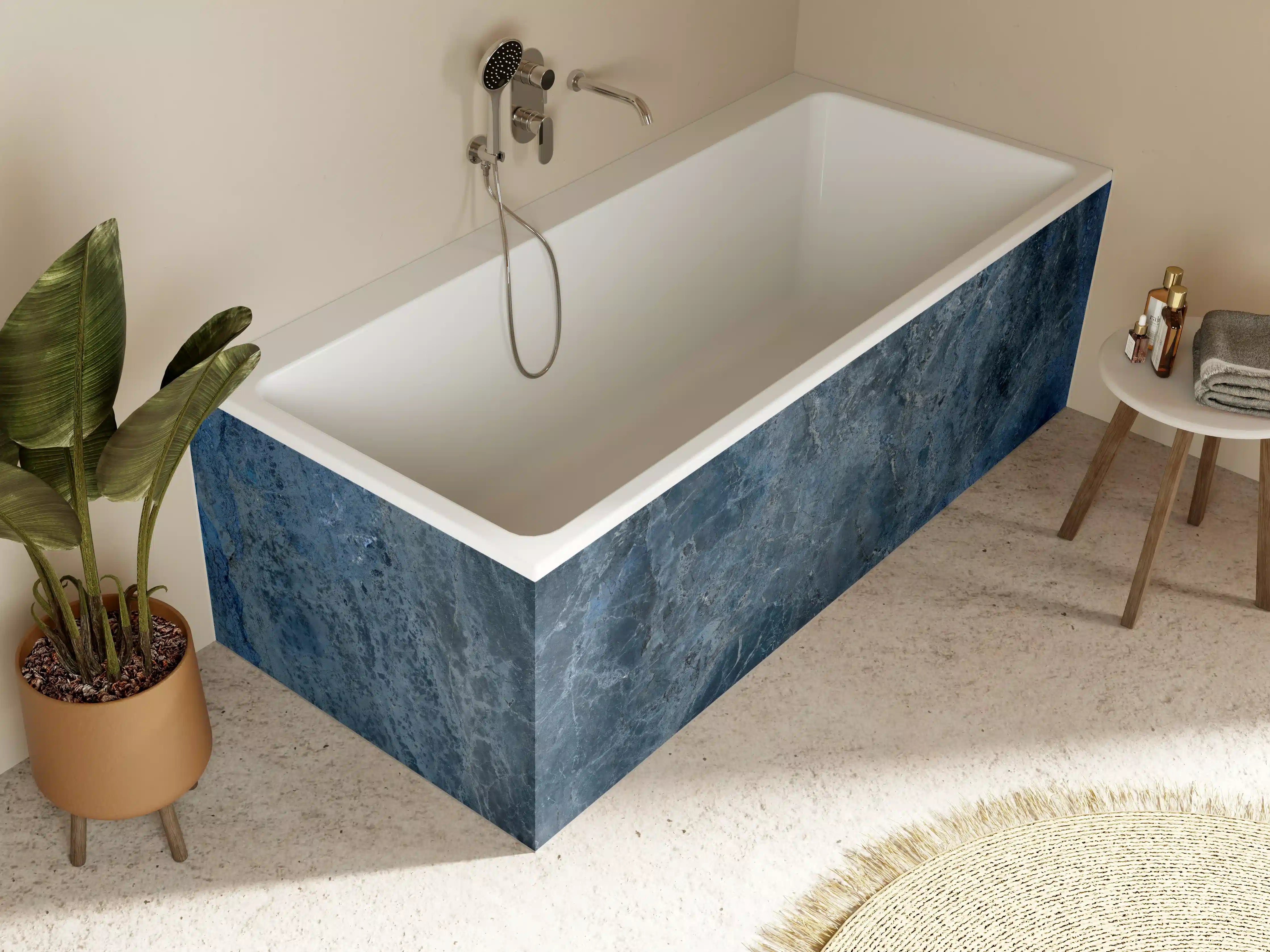 Badewannen-Rückwand - dunkelblaue Marmor Steinstruktur