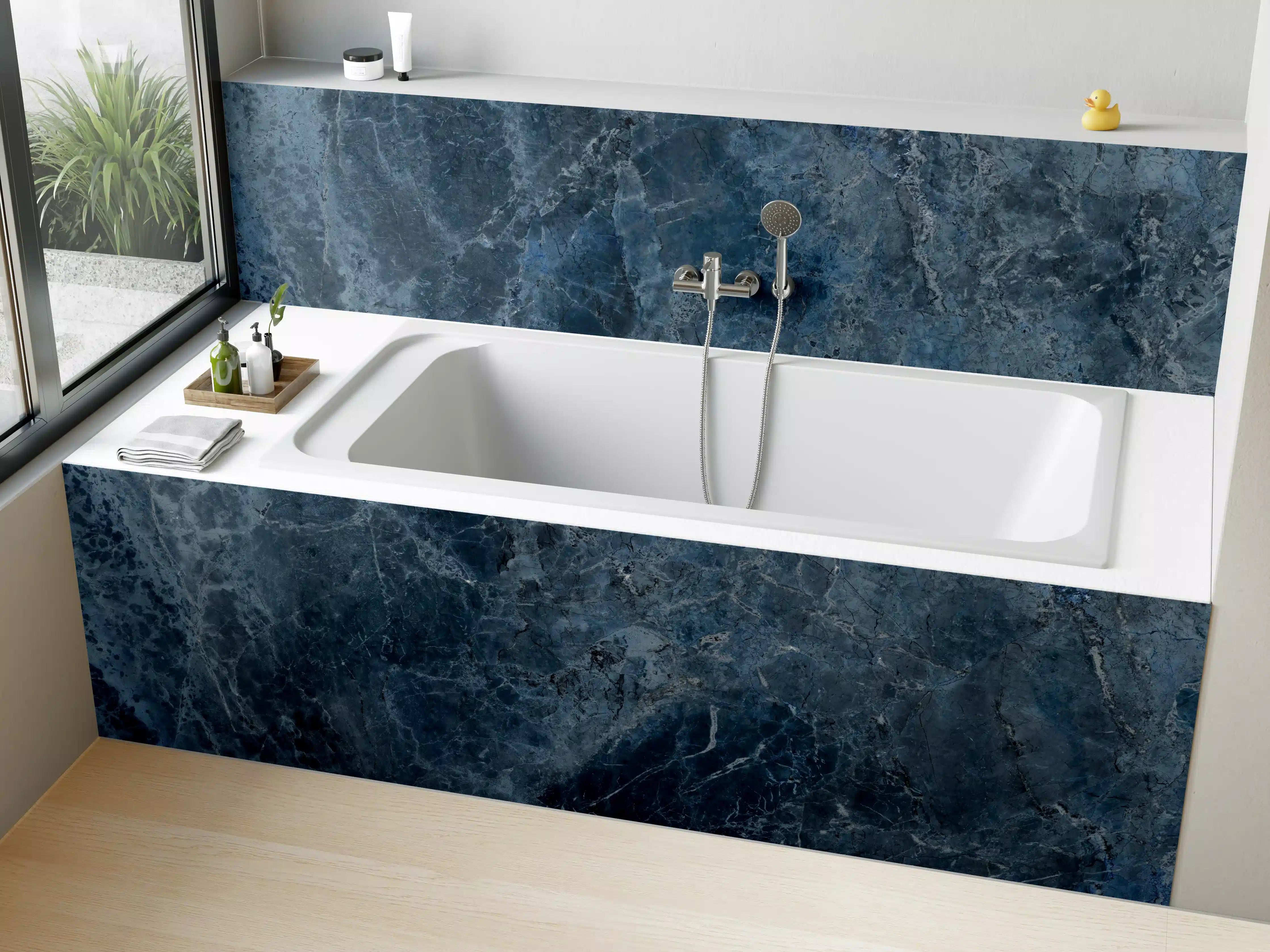 Badewannen-Rückwand - dunkelblaue Marmor Steinstruktur
