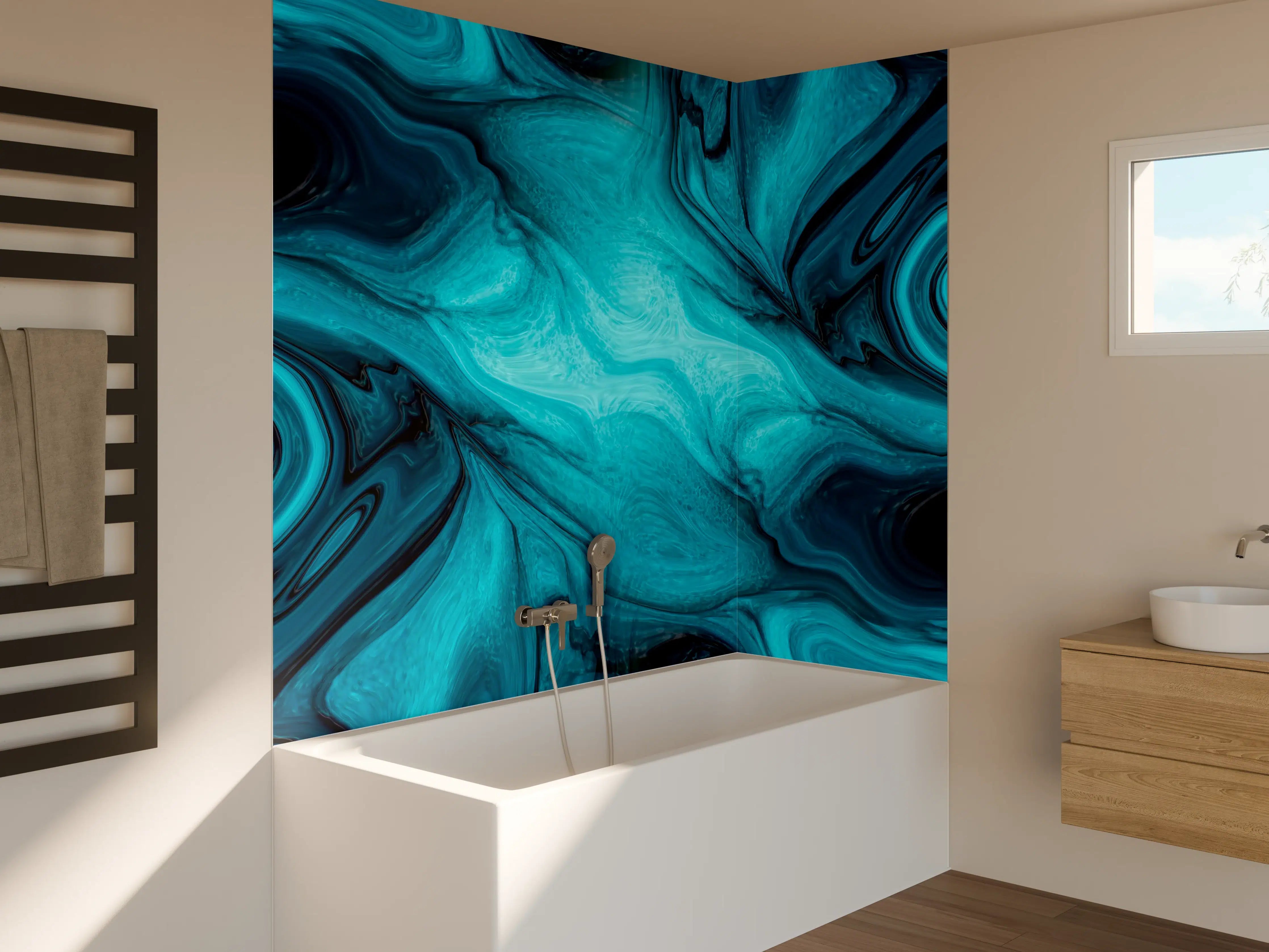 Badewannen-Rückwand - flüssiges Acrylharz - Abstrakt