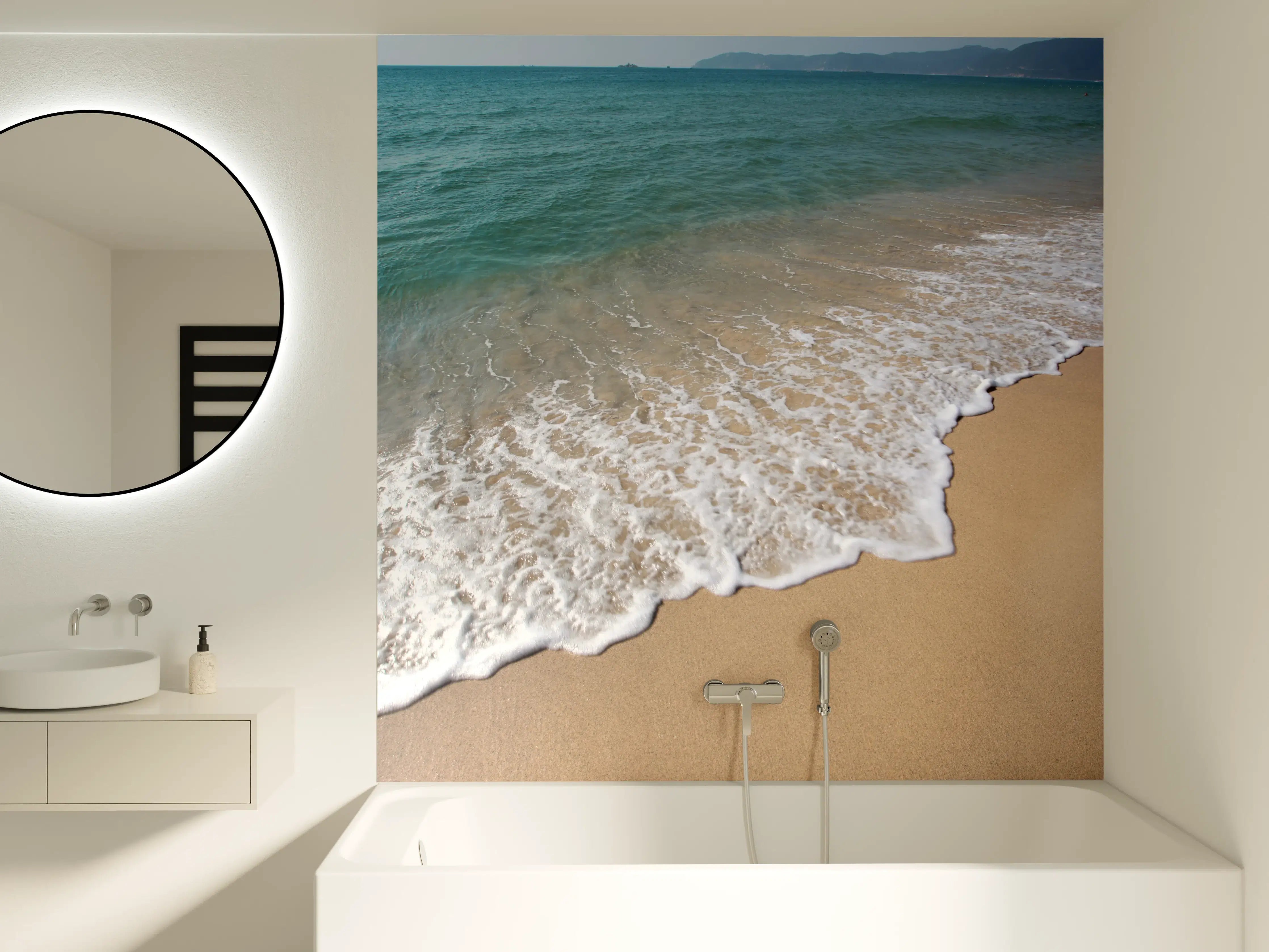 Badewannen-Rückwand - friedlicher Strand in Grieschenland