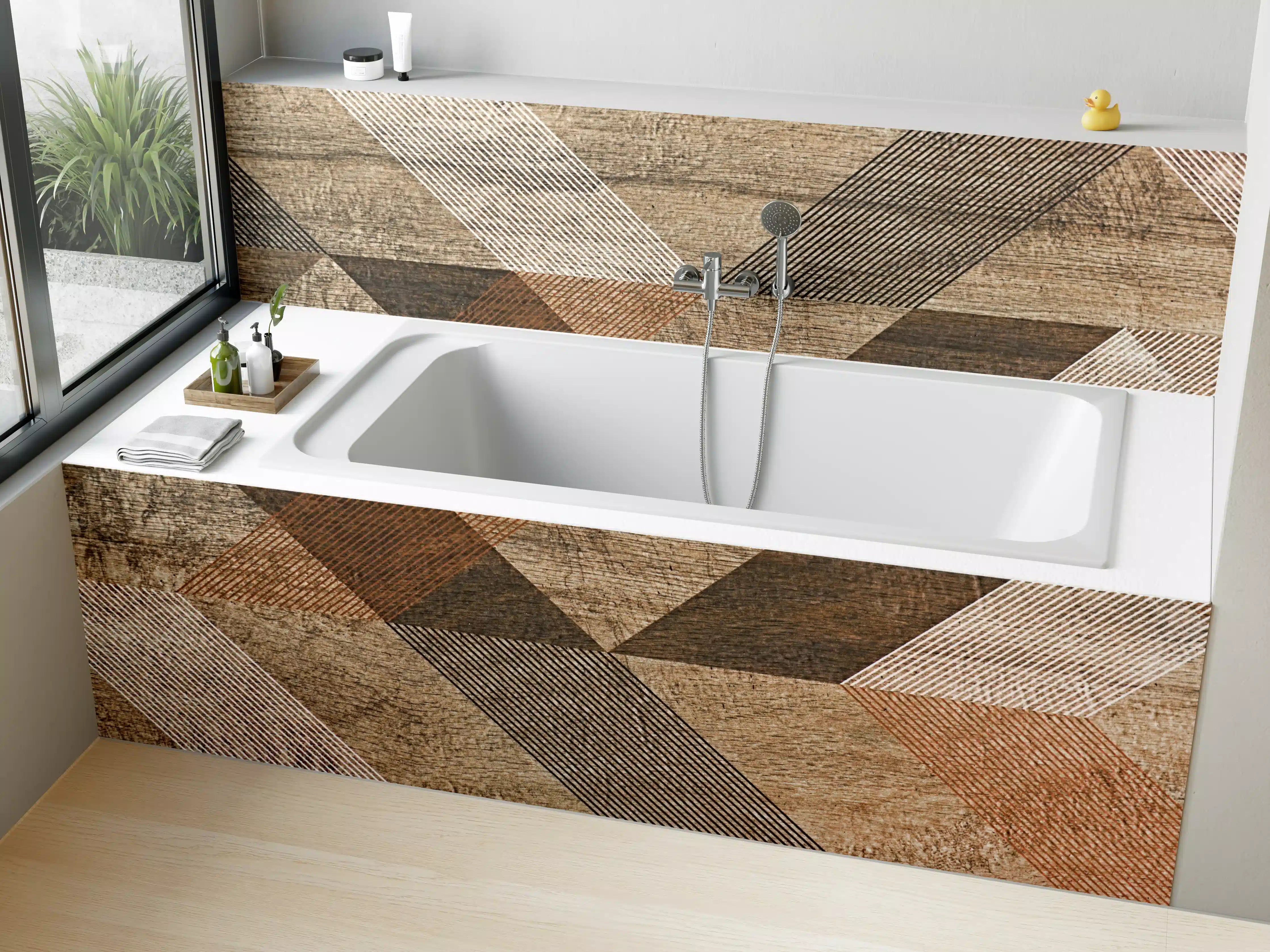 Badewannen-Rückwand - geometrisches Mosaik Design