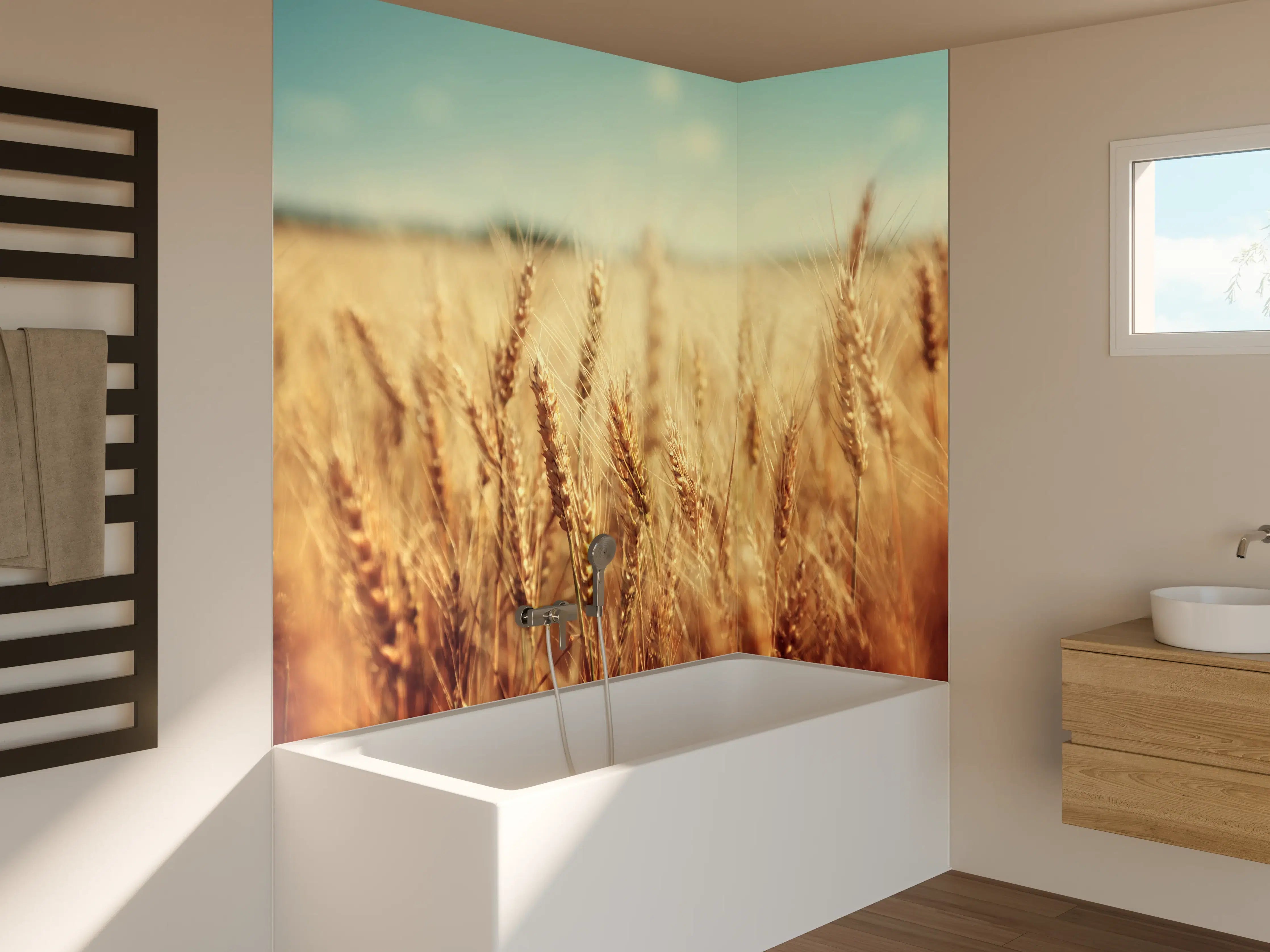 Badewannen-Rückwand - goldenes Weizenfeld in der Sonne