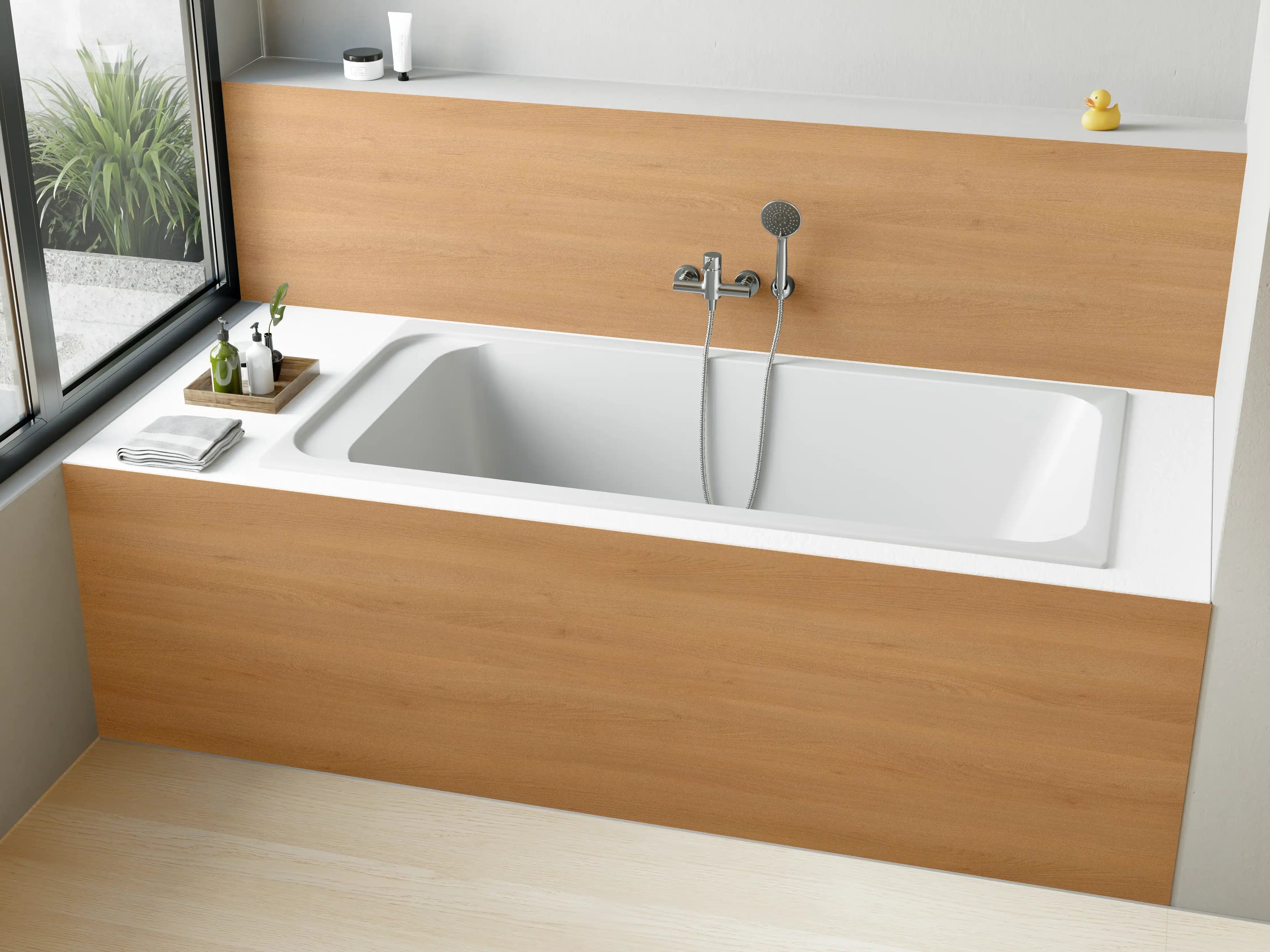 Badewannen-Rückwand - harmonisches Natur Holz