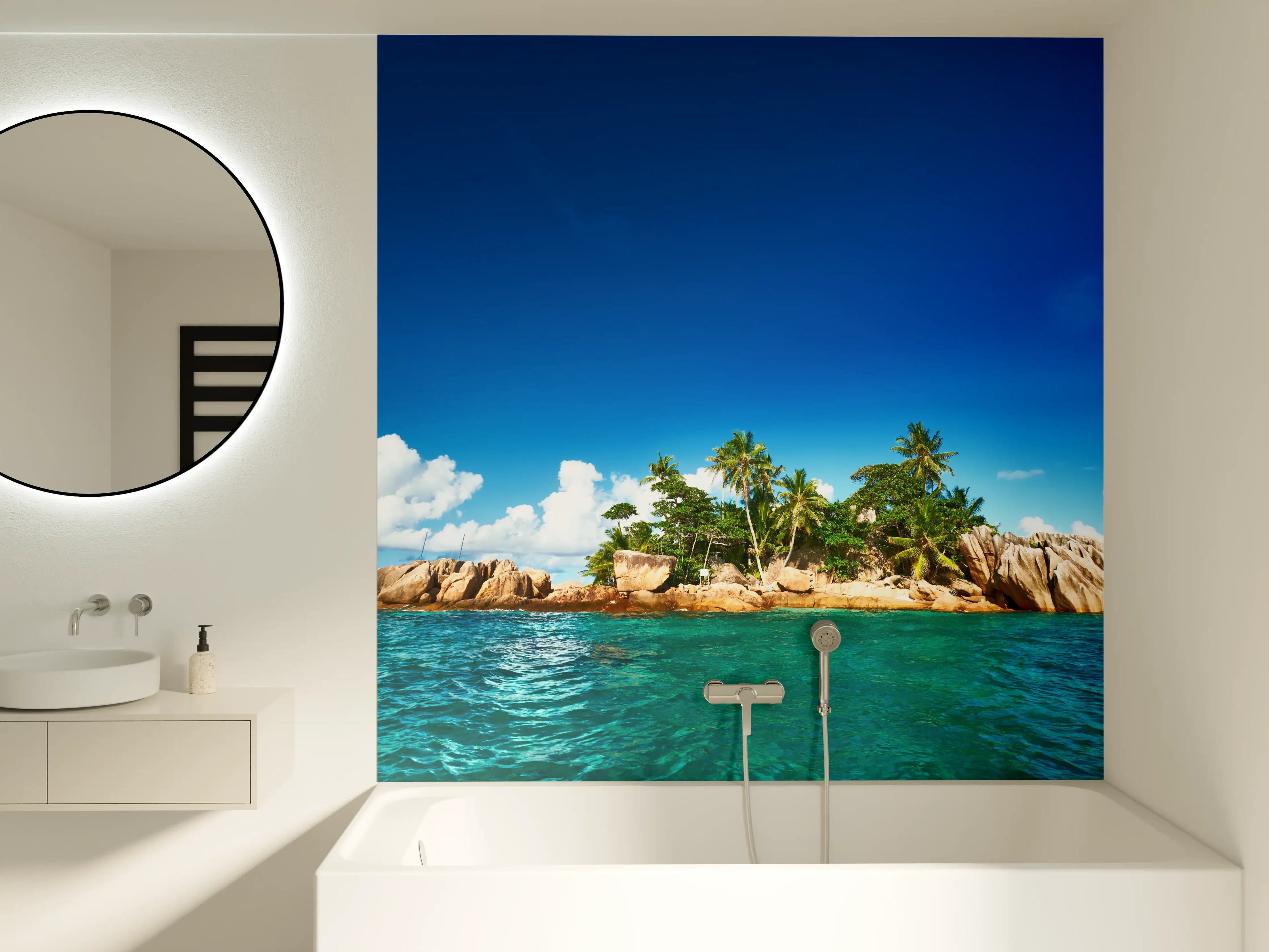 Badewannen-Rückwand - kleine tropische Insel vor Sankt Pierre