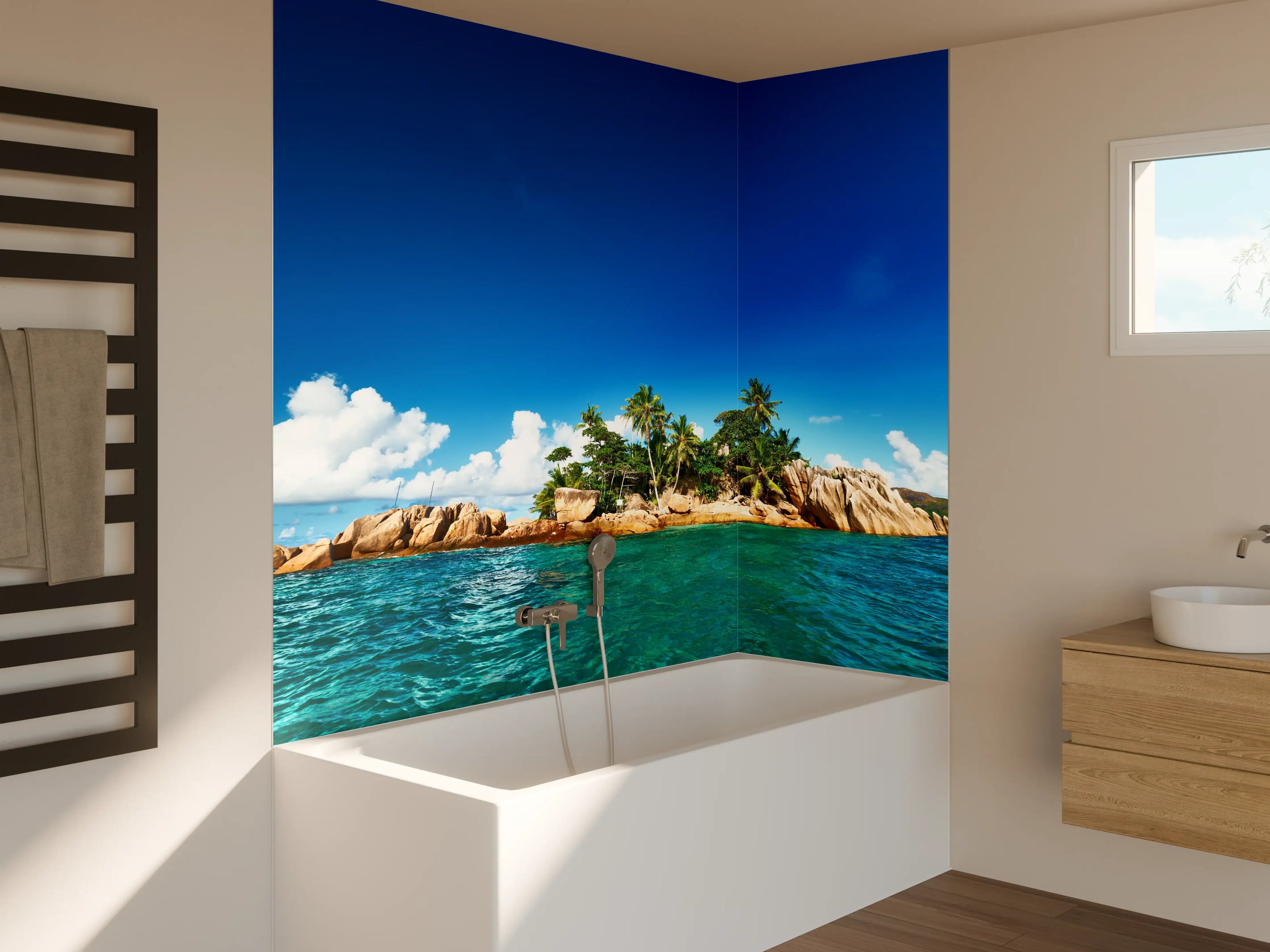 Badewannen-Rückwand - kleine tropische Insel vor Sankt Pierre
