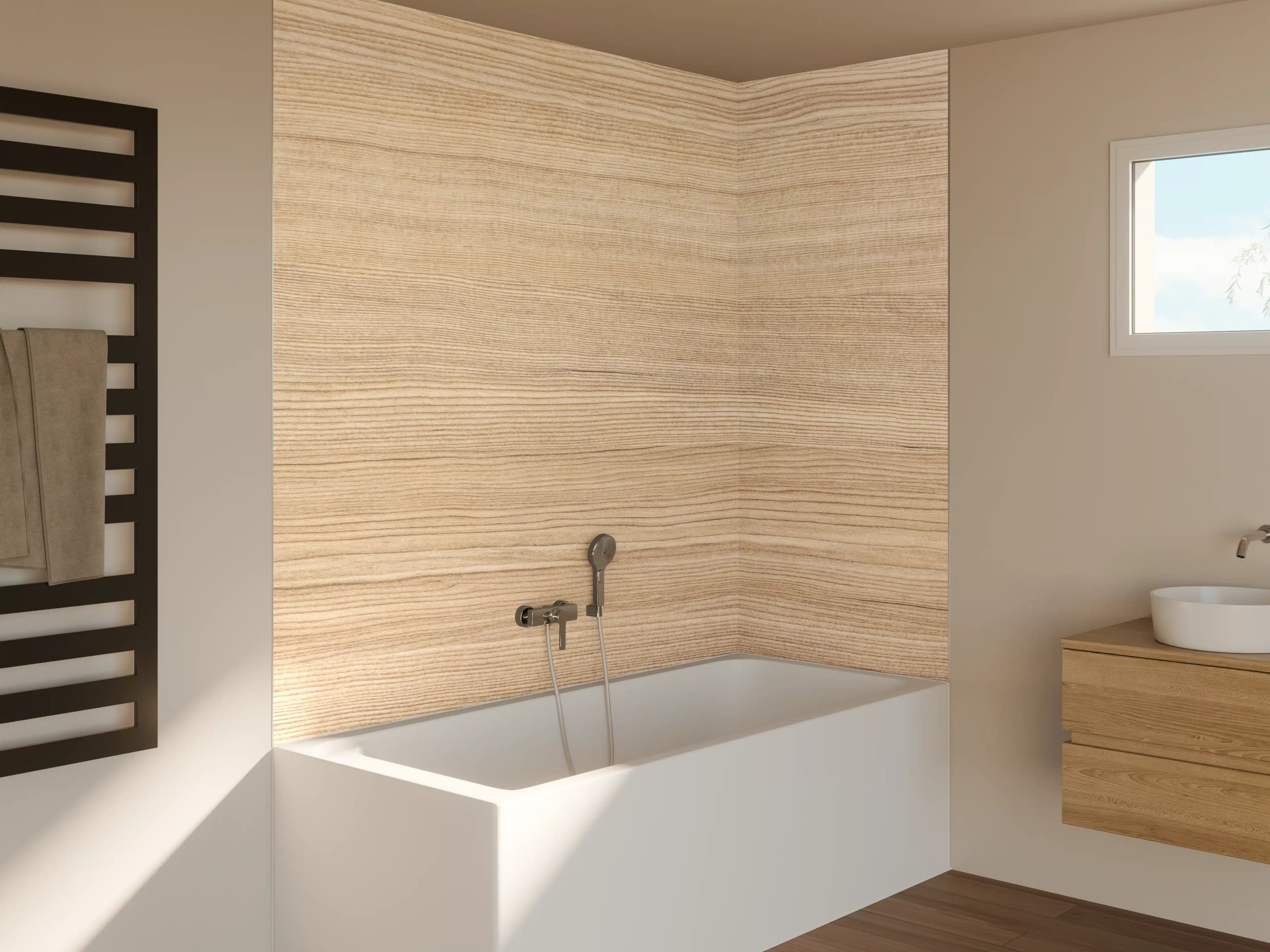 Badewannen-Rückwand - moderne Eiche Holztextur