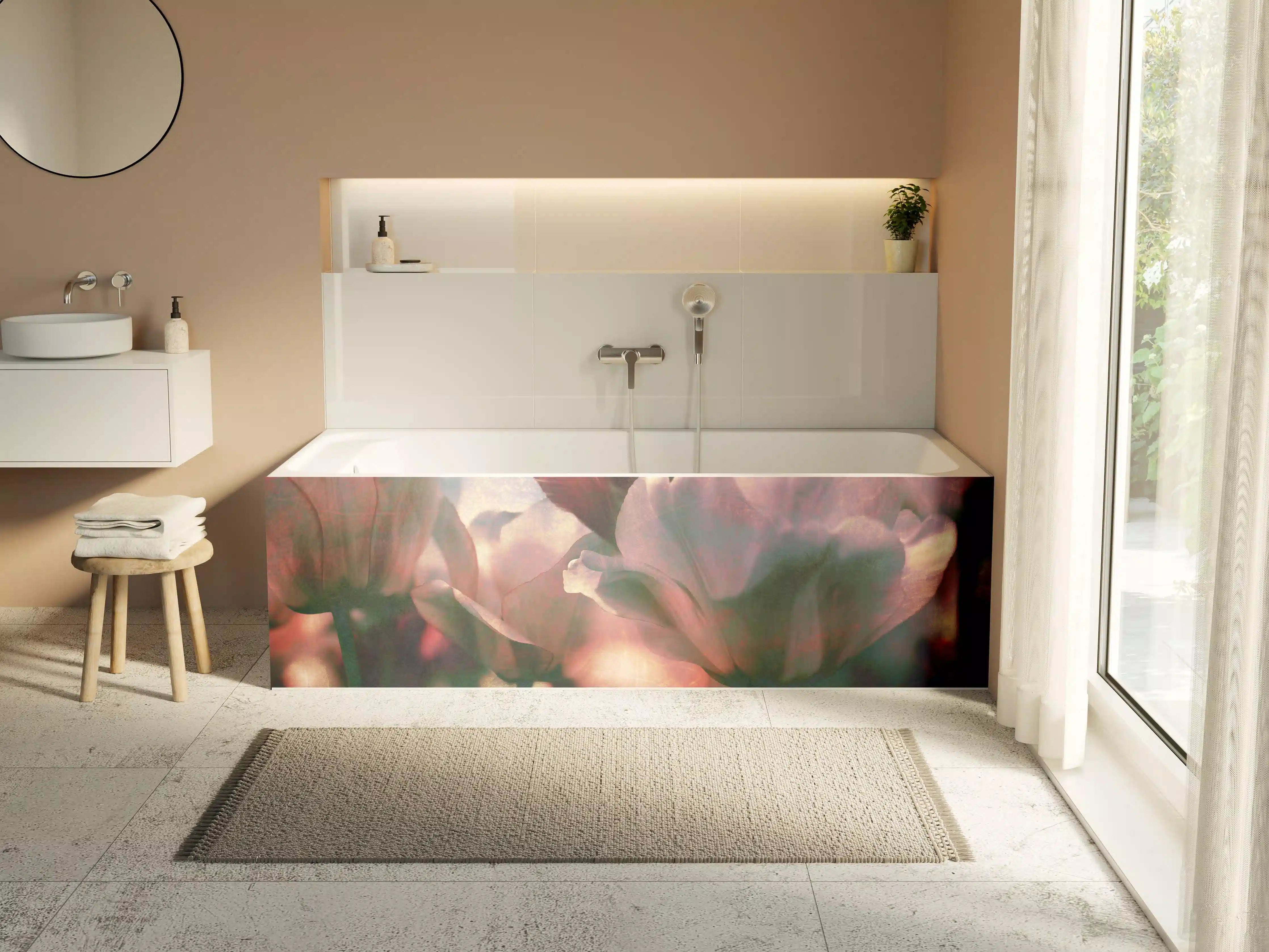 Badewannen-Rückwand - nostalgische Tulpen