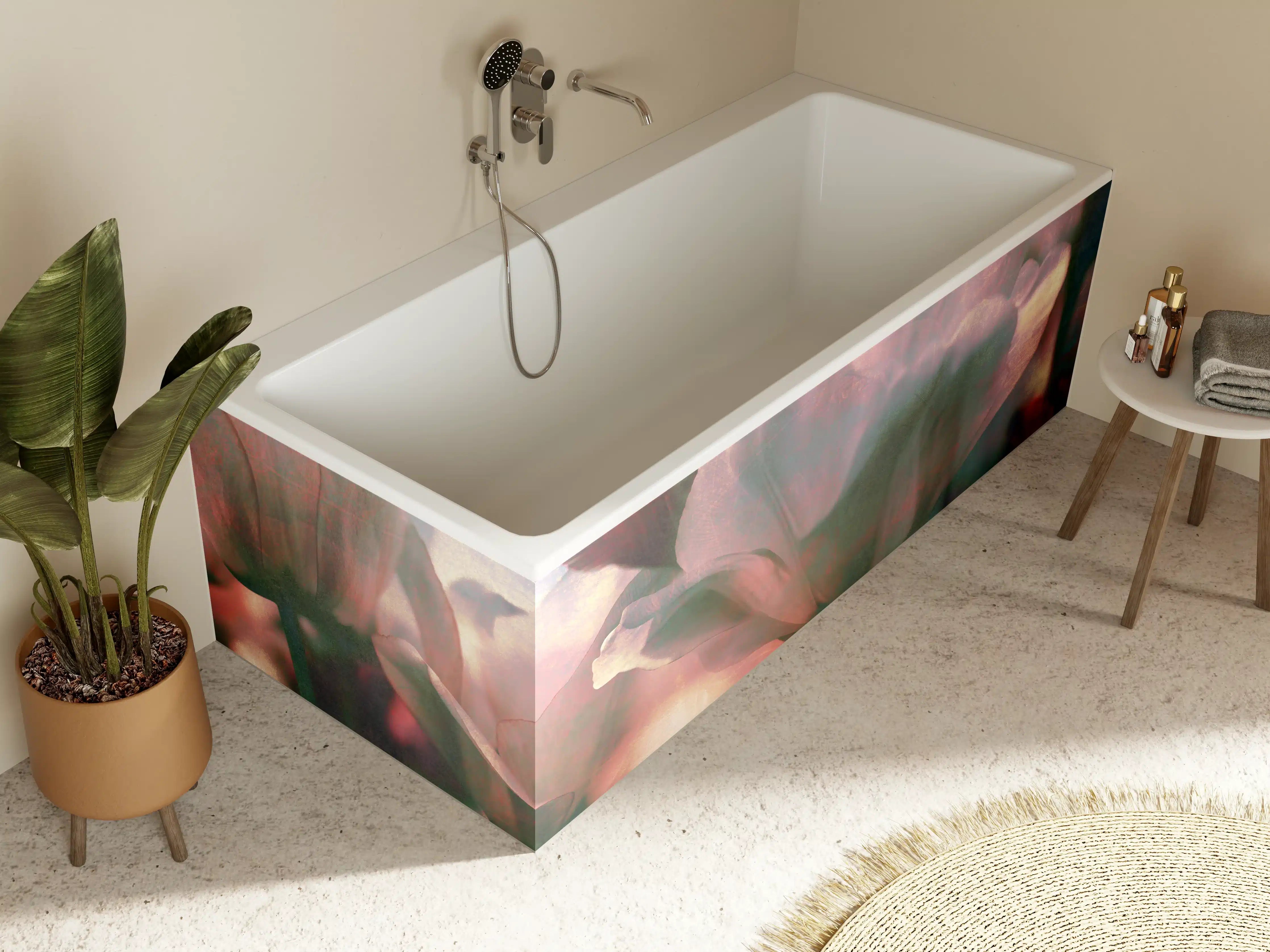 Badewannen-Rückwand - nostalgische Tulpen