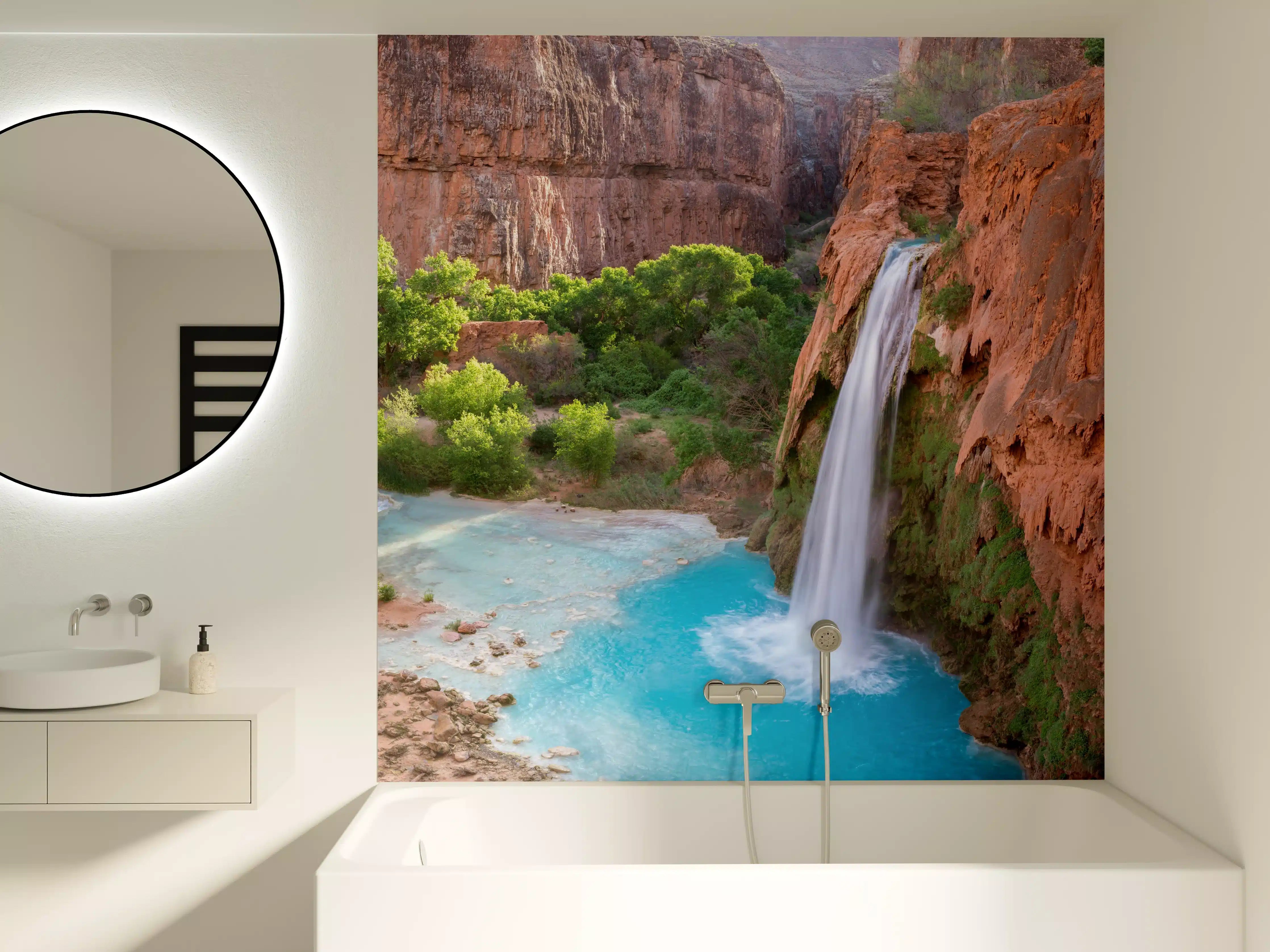 Badewannen-Rückwand - paradiesischer Anblick der Havasu Falls