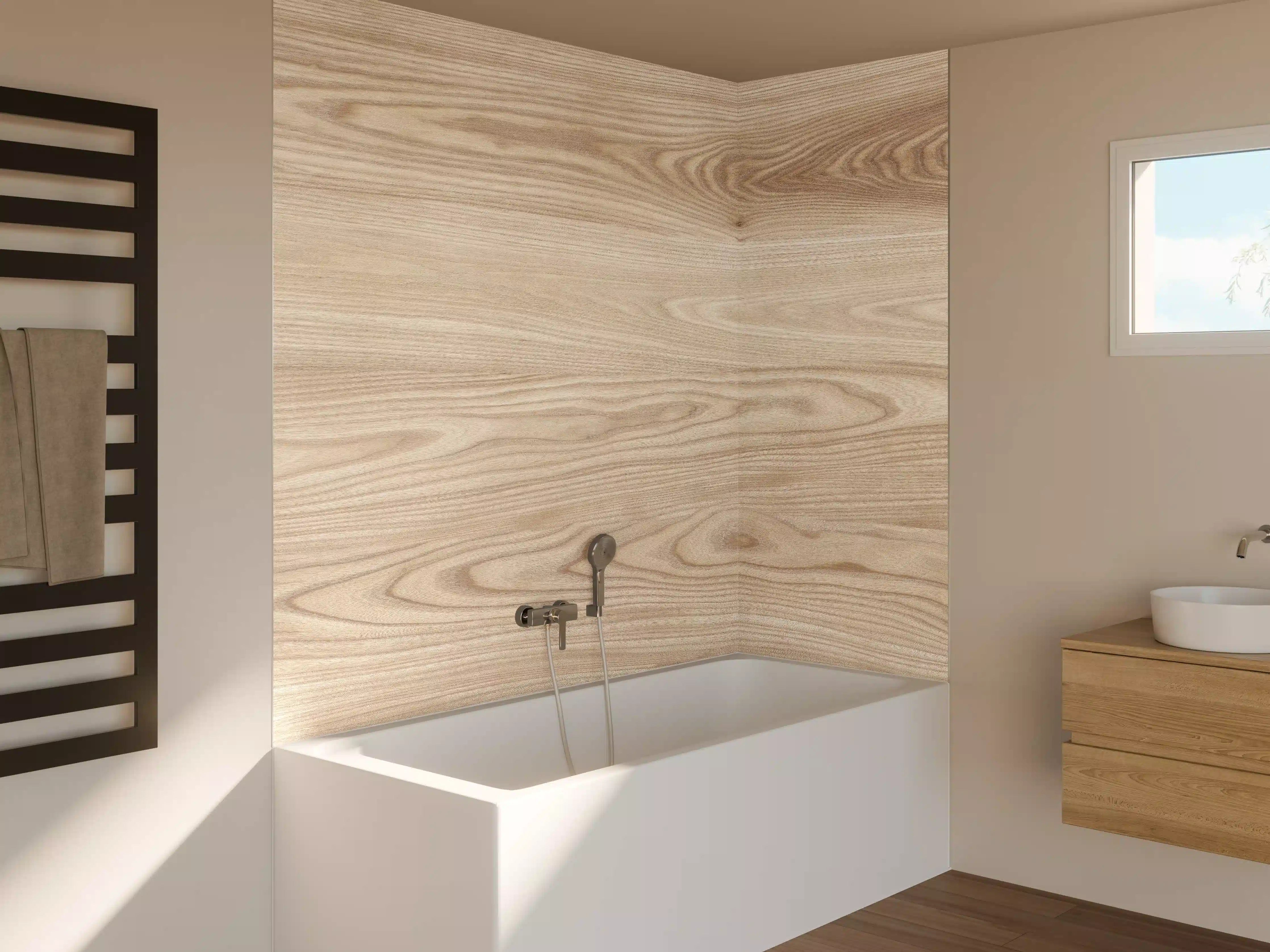 Badewannen-Rückwand - schlichtes Holzmuster