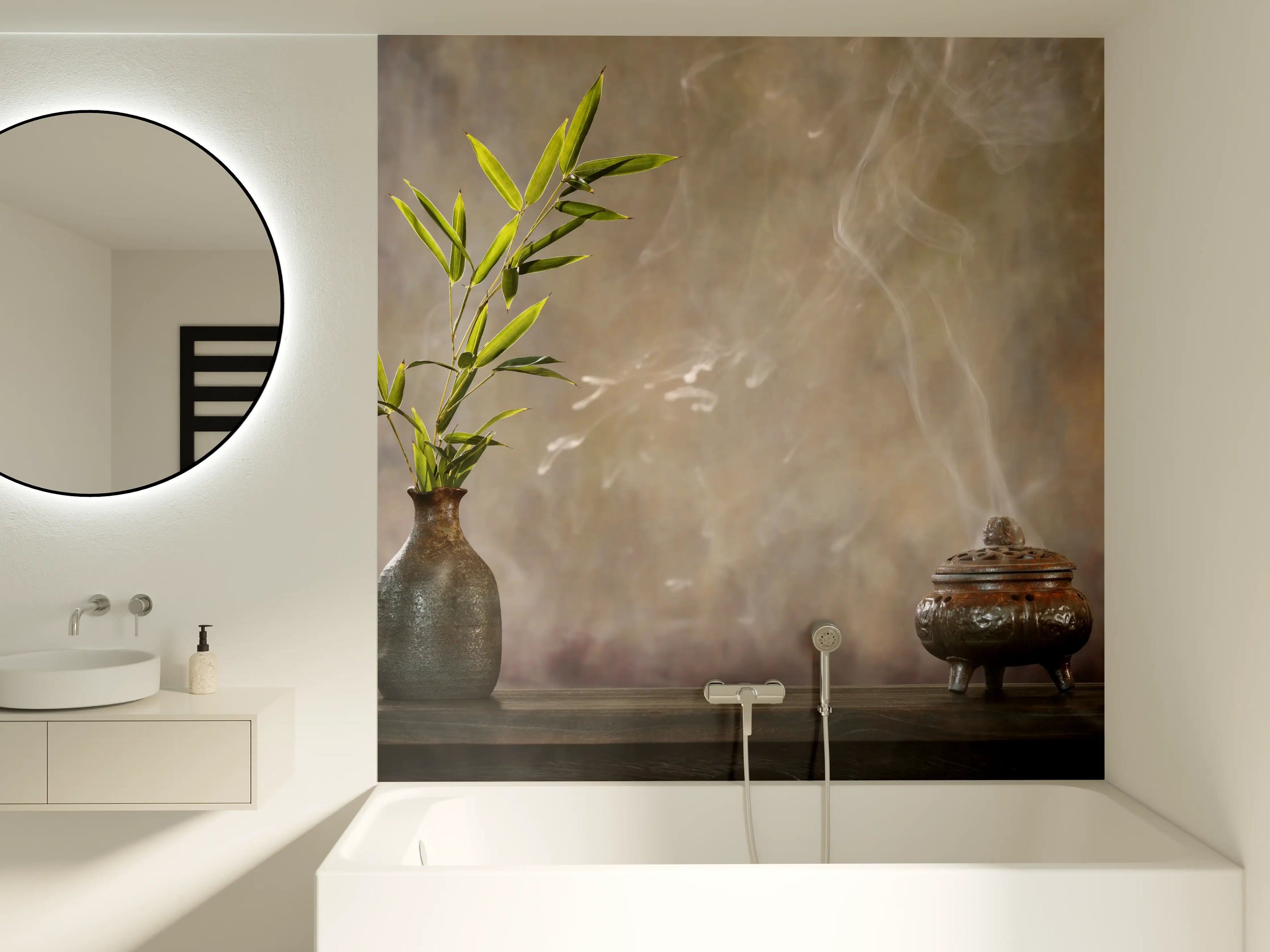 Badewannen-Rückwand - spirituelles Spa-Stillleben