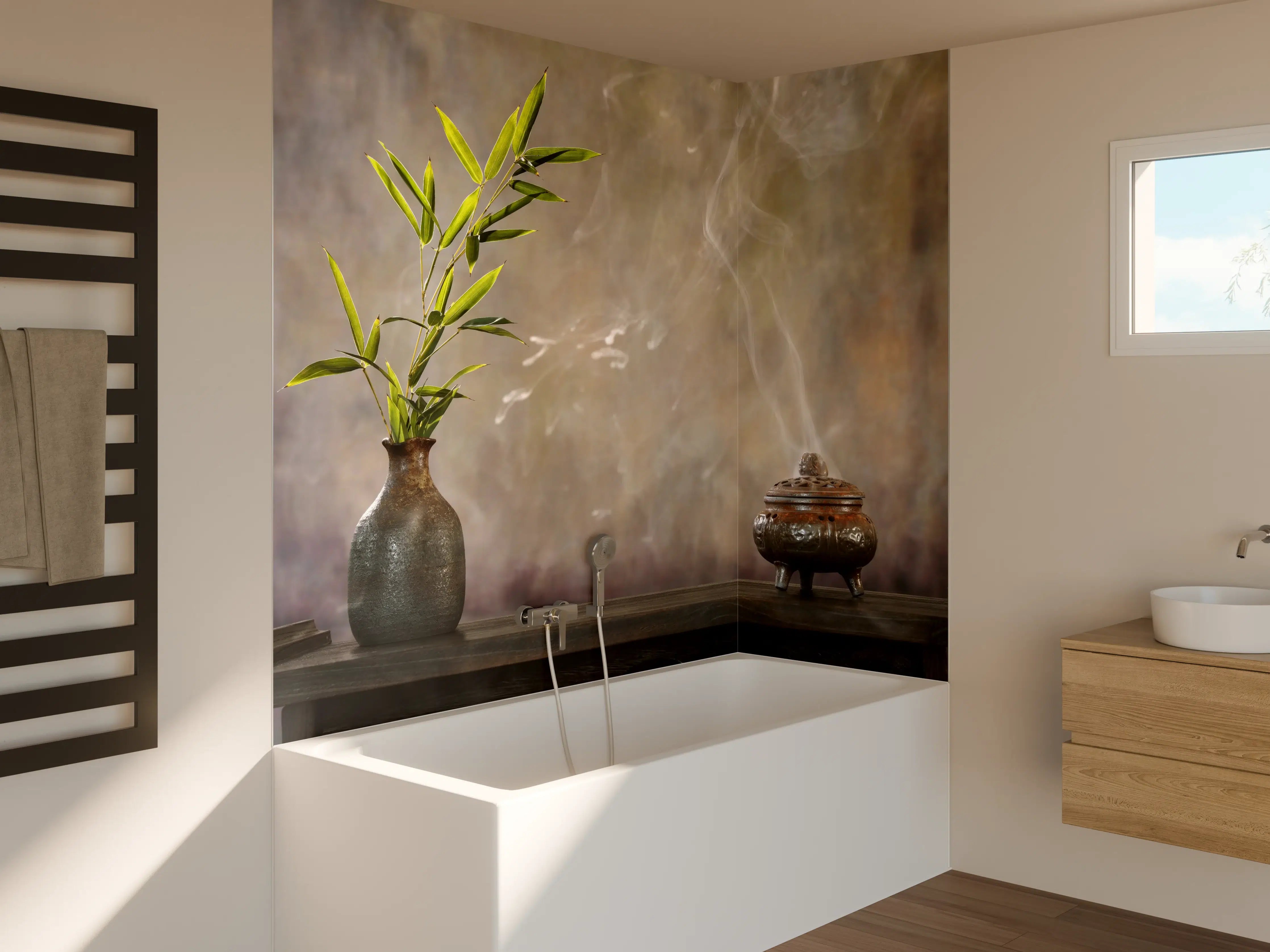 Badewannen-Rückwand - spirituelles Spa-Stillleben