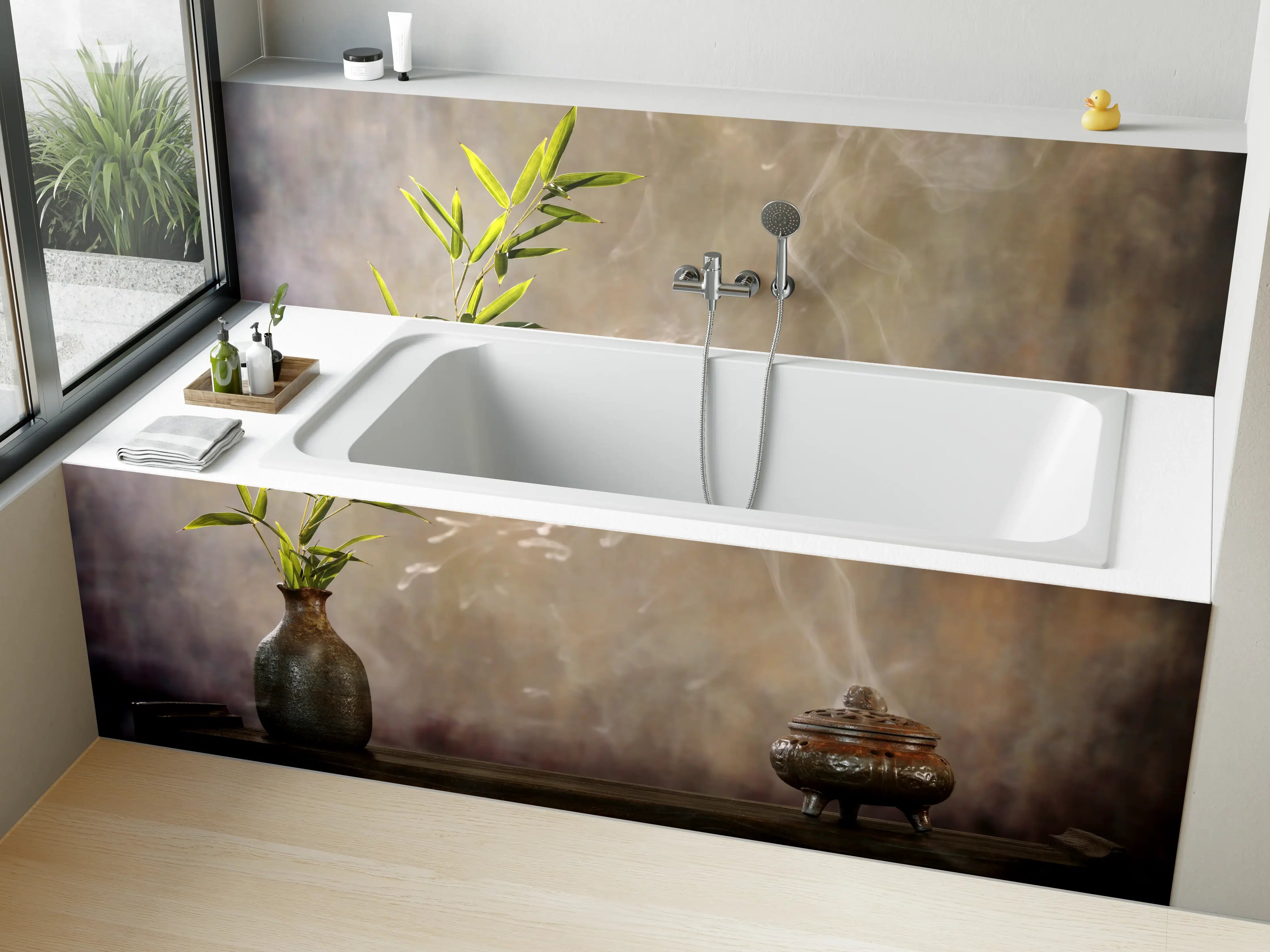 Badewannen-Rückwand - spirituelles Spa-Stillleben