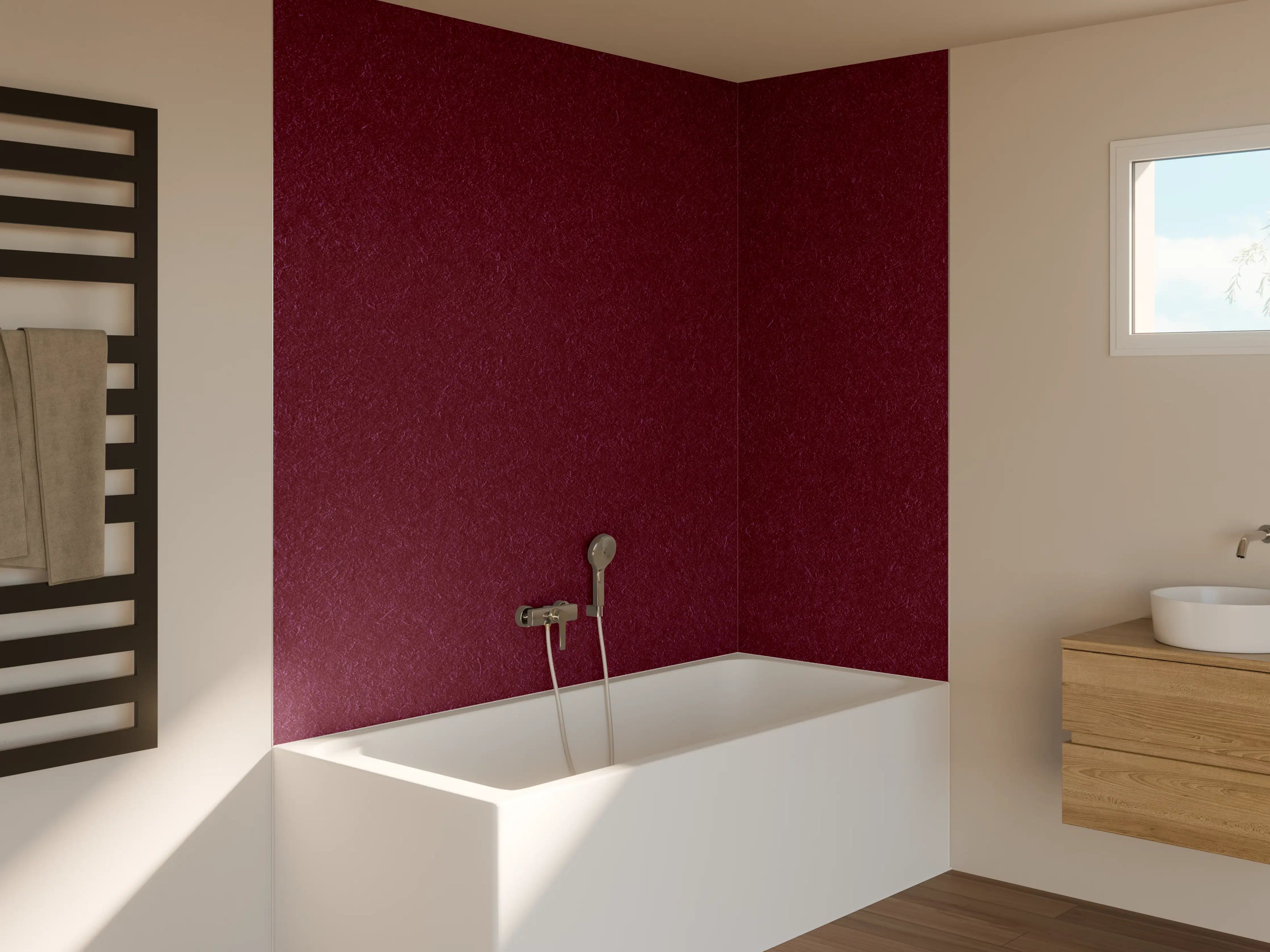 Badewannen-Rückwand - traditionelle rötliches Papier