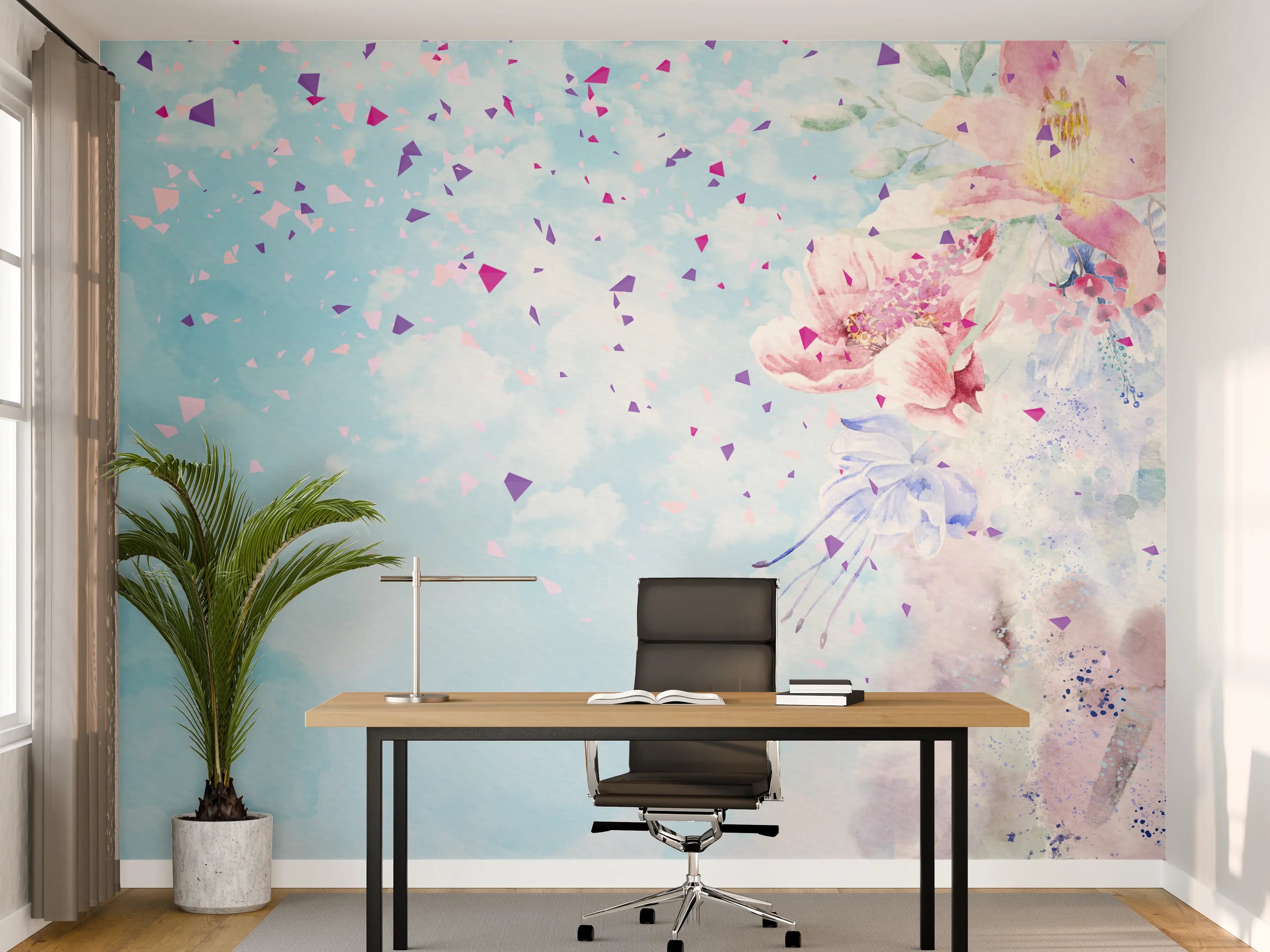 Büro Wandgestaltung - Abstraktes frühlings Aquarell einer Frau