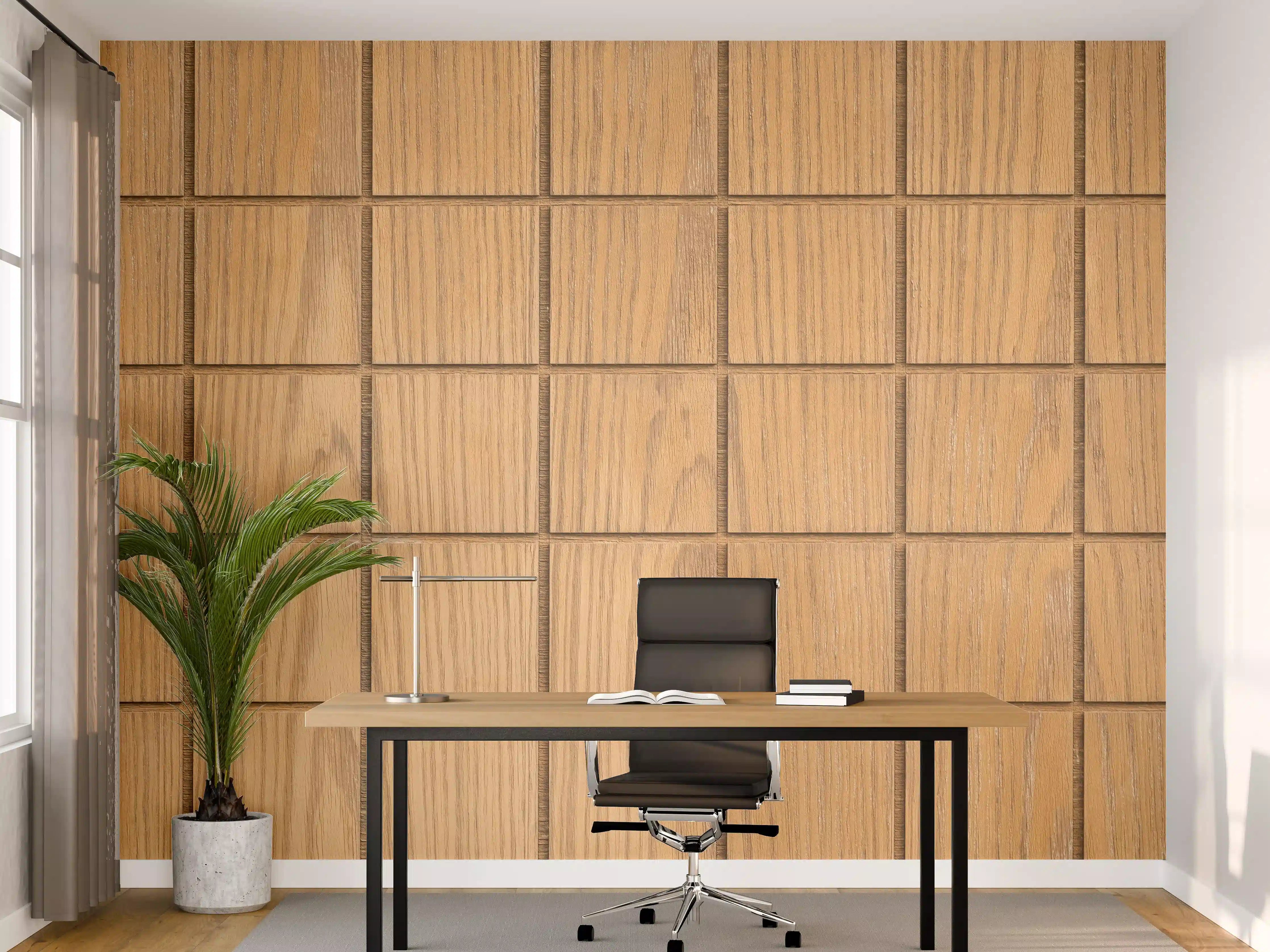 Büro Wandgestaltung - Braunes quadratisches Holzmuster