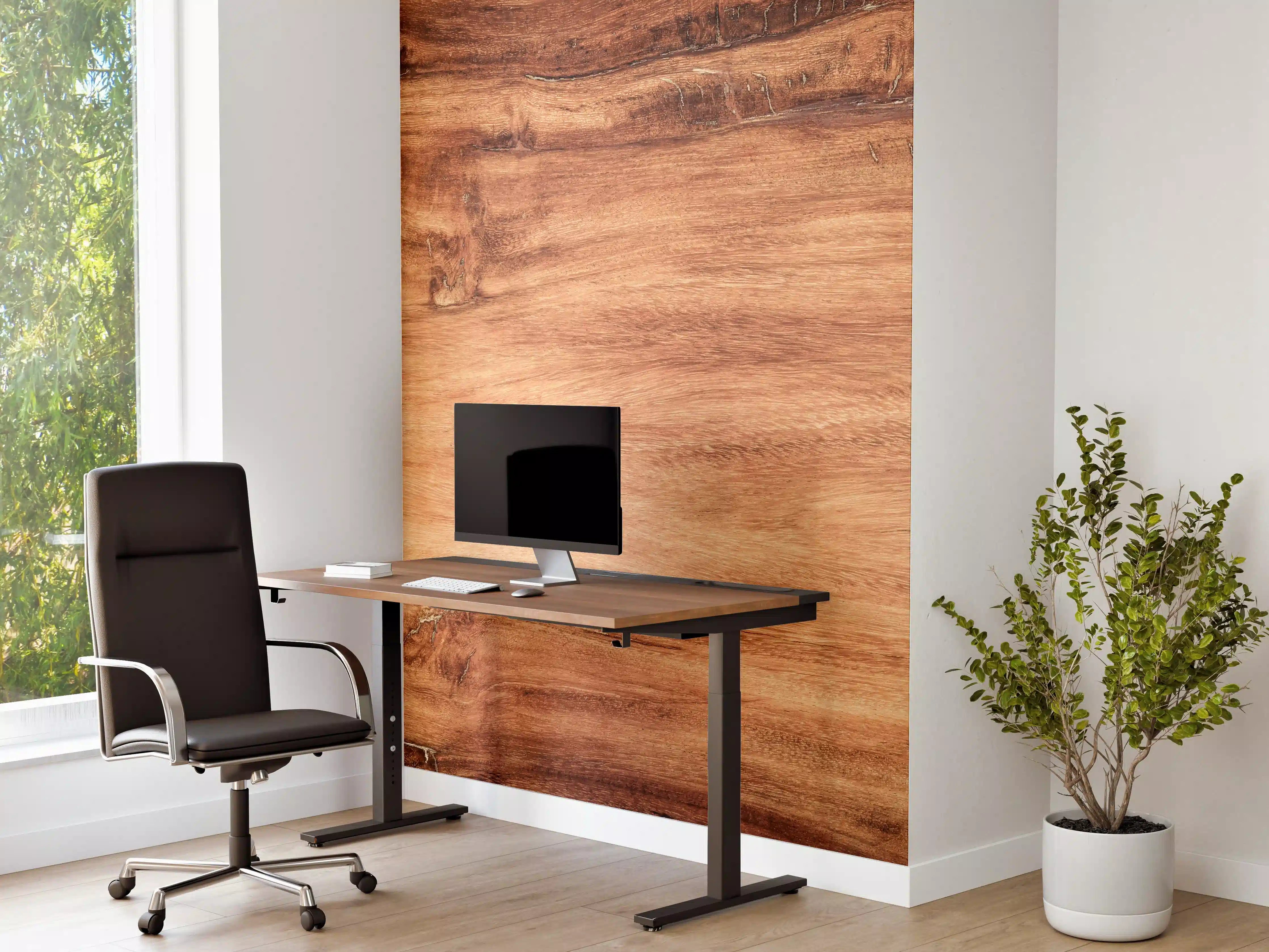 Büro Wandgestaltung - Teakholz mit natürlichem Muster