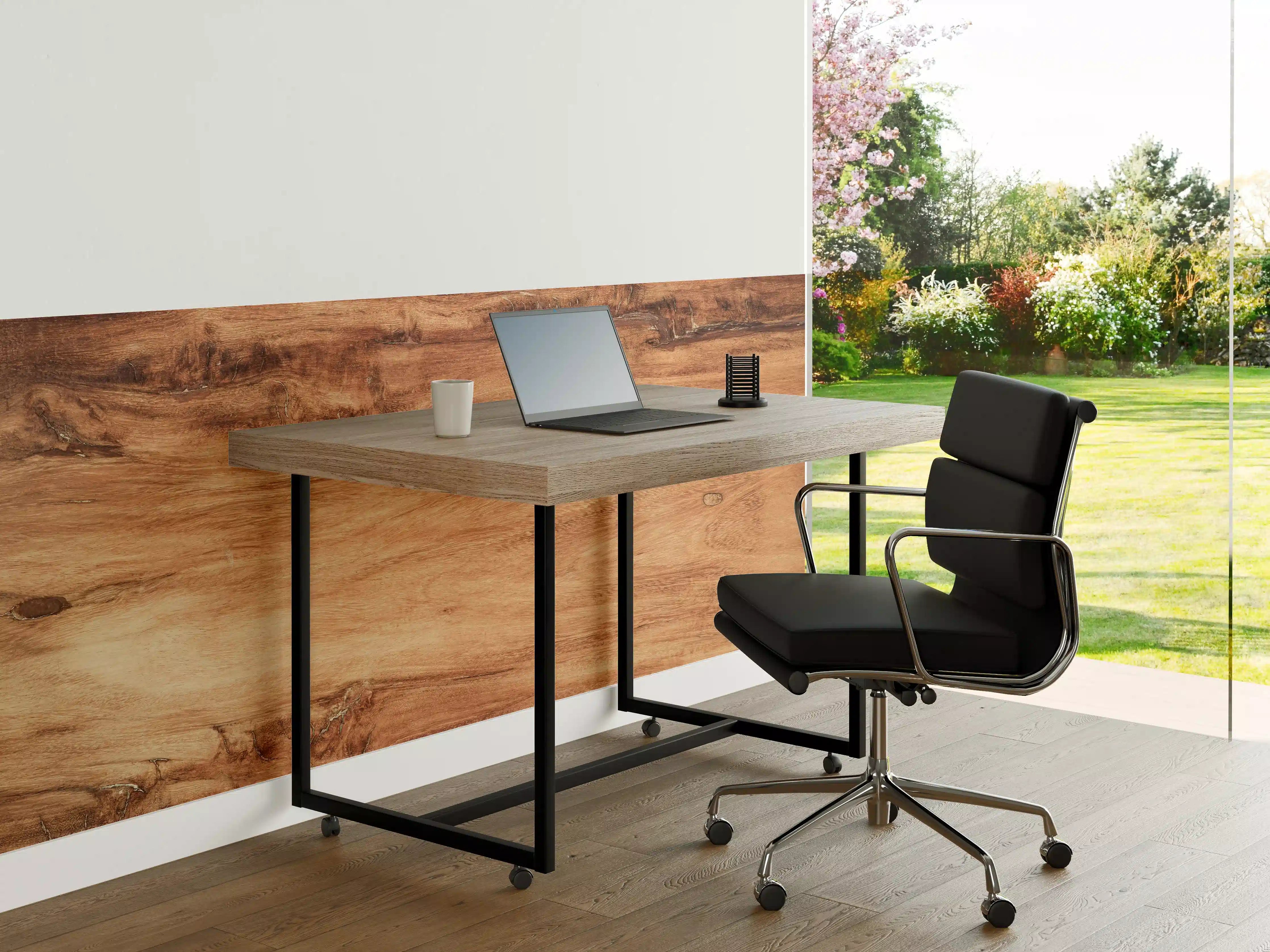 Büro Wandgestaltung - Teakholz mit natürlichem Muster