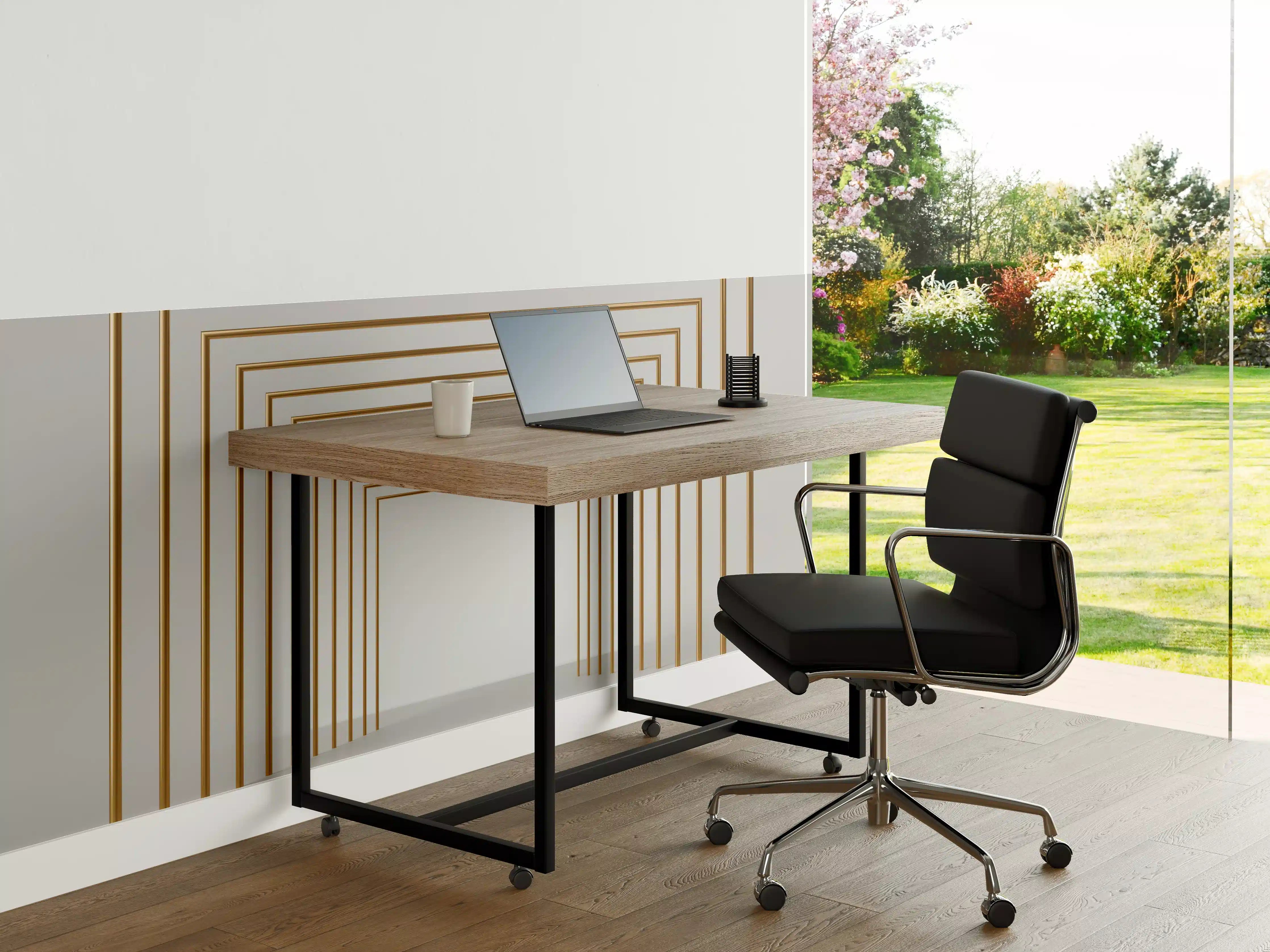 Büro Wandgestaltung - 3D-Design eines Tunnels mit vergoldeten Stangen