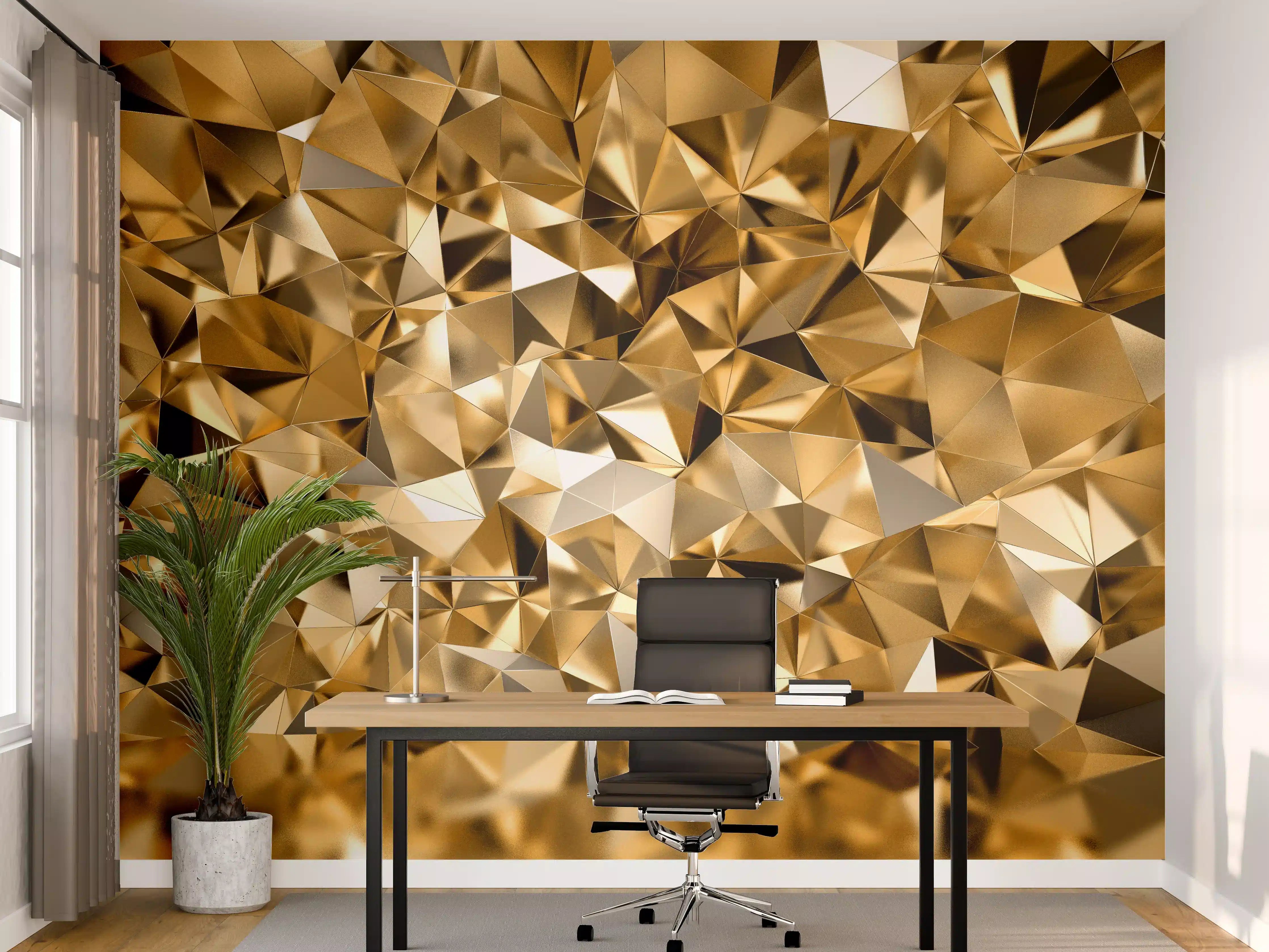 Büro Wandgestaltung - 3D Illustration - Goldenes Design