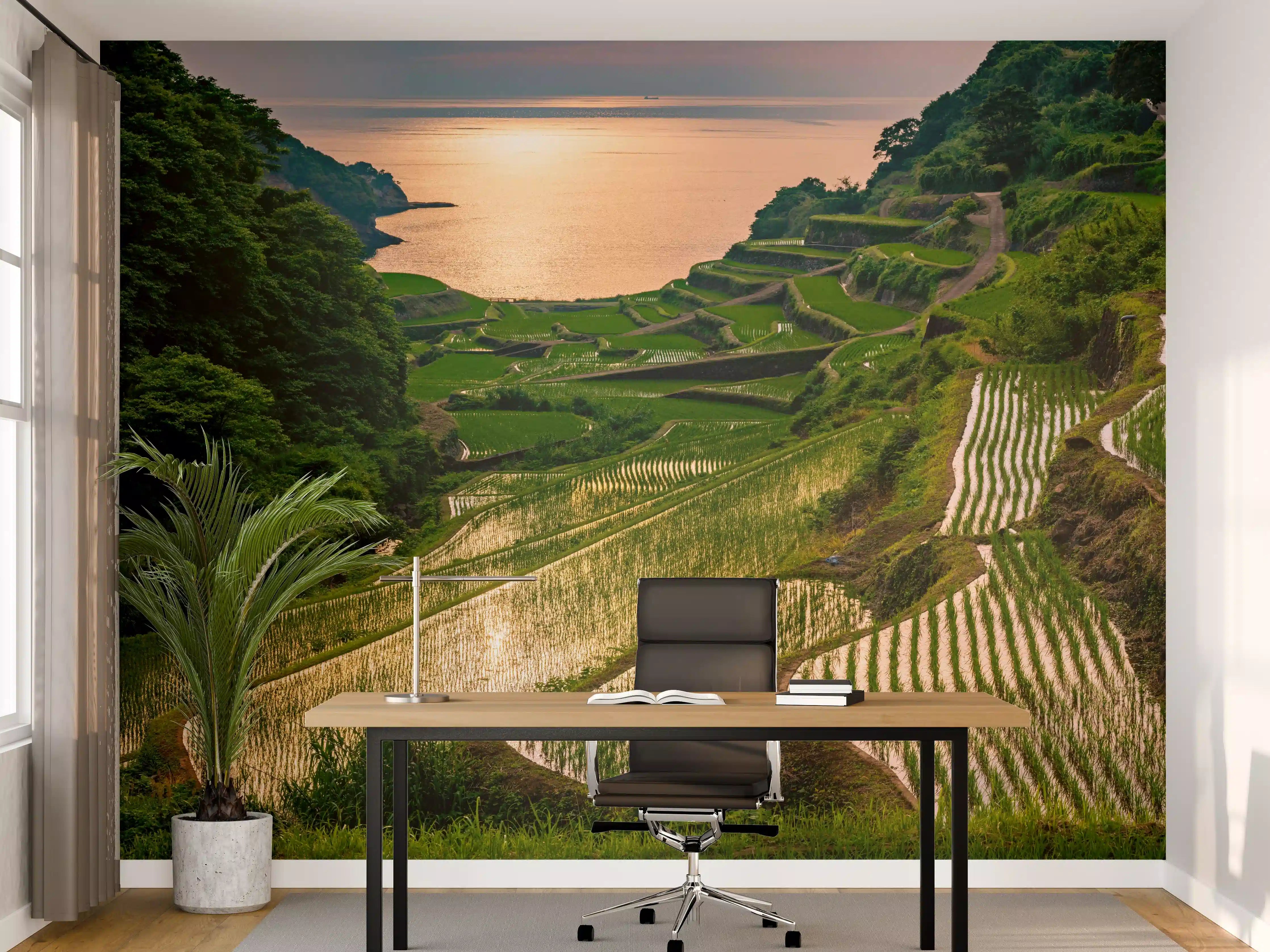 Büro Wandgestaltung - Abendlicher Blick japanische Berglandschaft