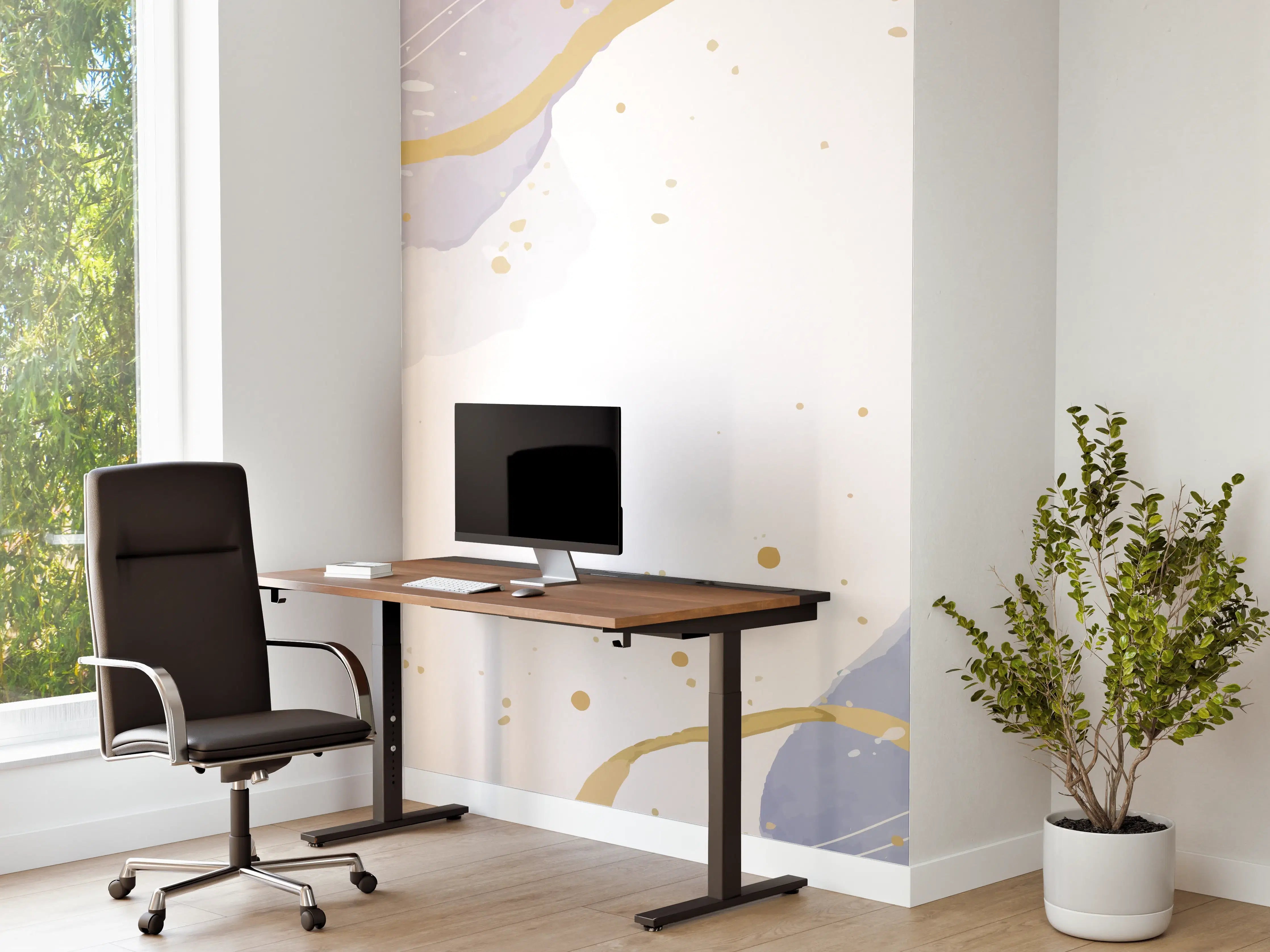 Büro Wandgestaltung - Abstrakt Blau Gold Aquarell Design