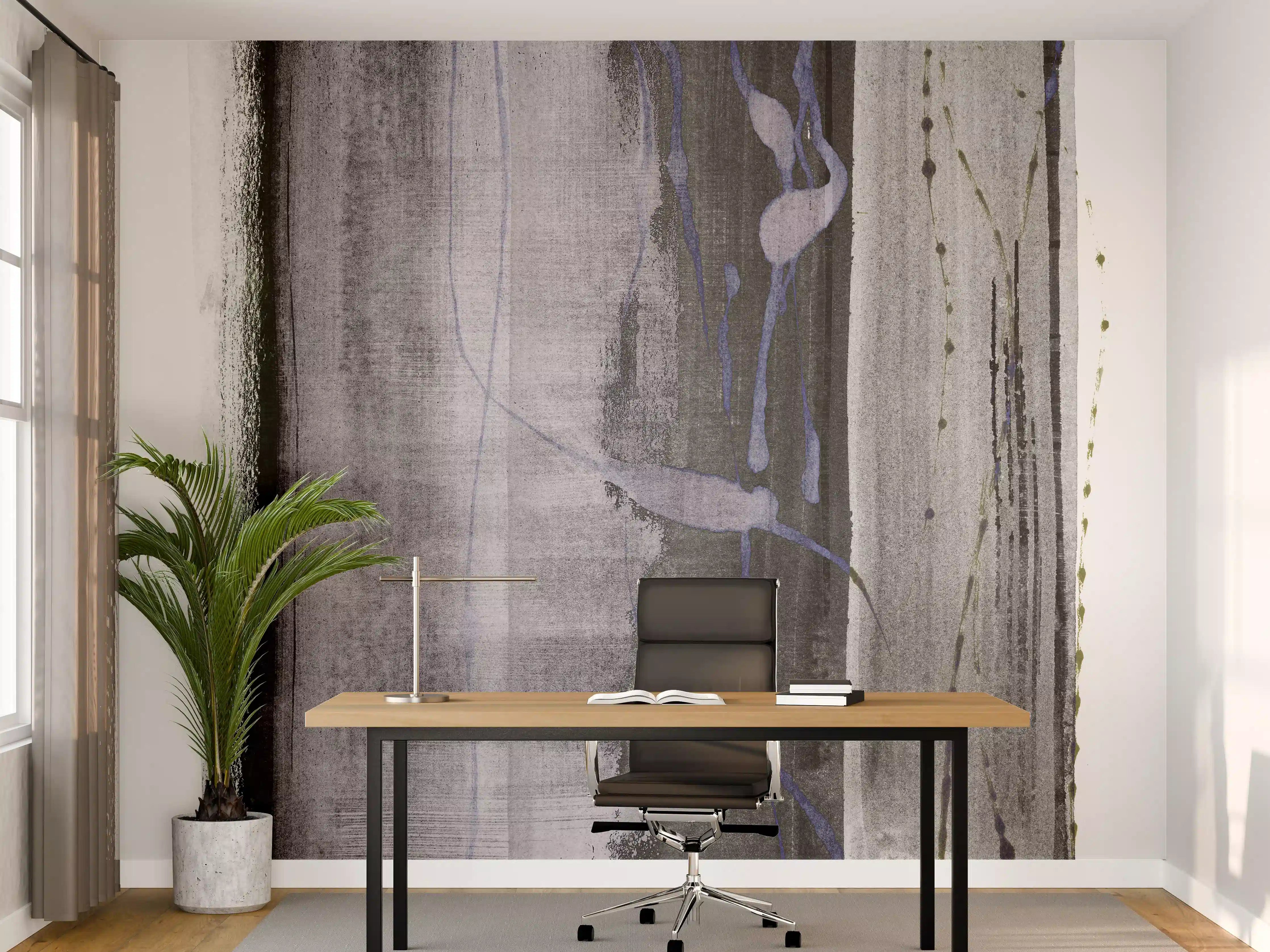 Büro Wandgestaltung - Abstrakte Aquarell-Grauschattierung