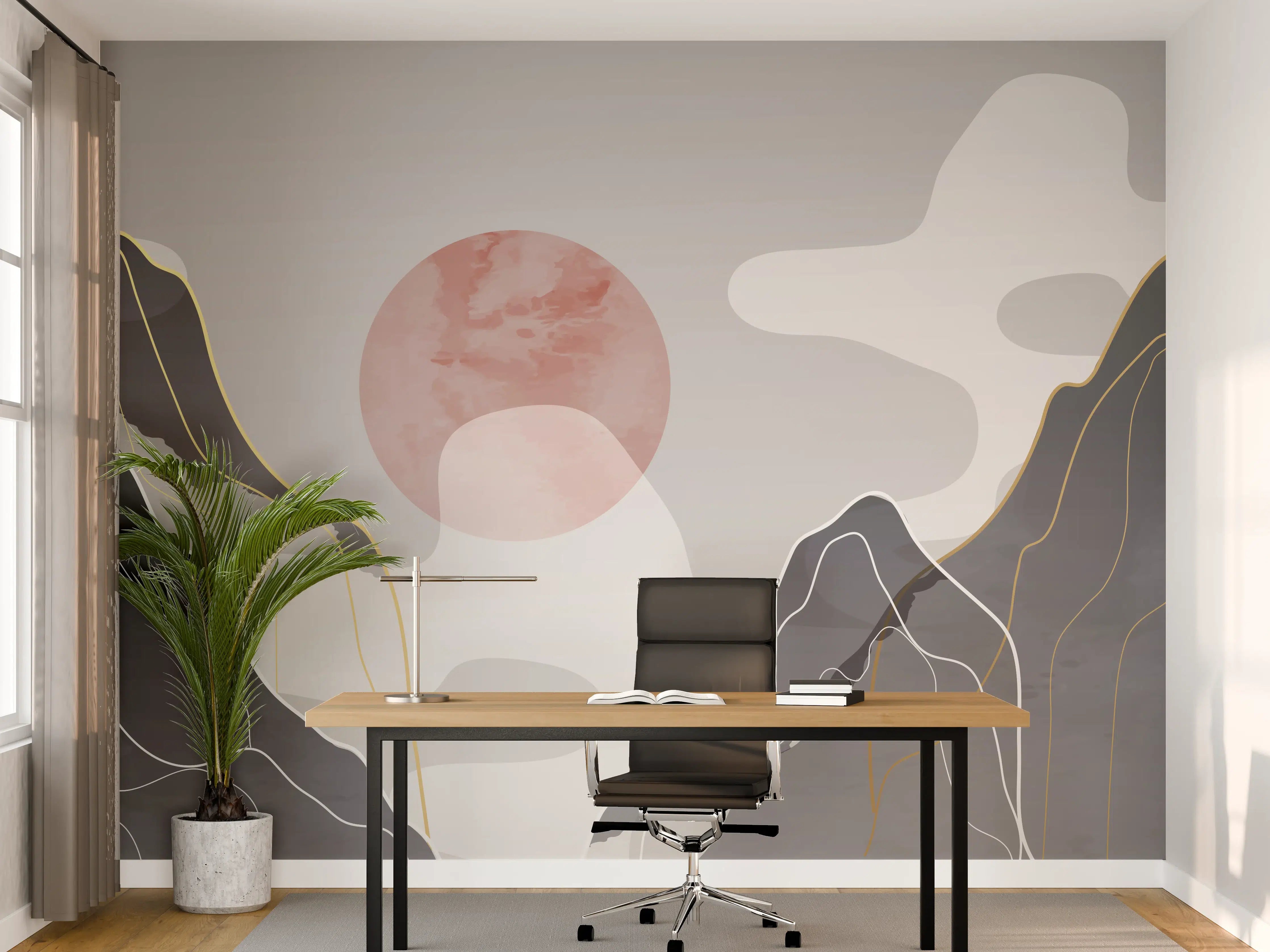 Büro Wandgestaltung - Abstrakte Berge in Pastell